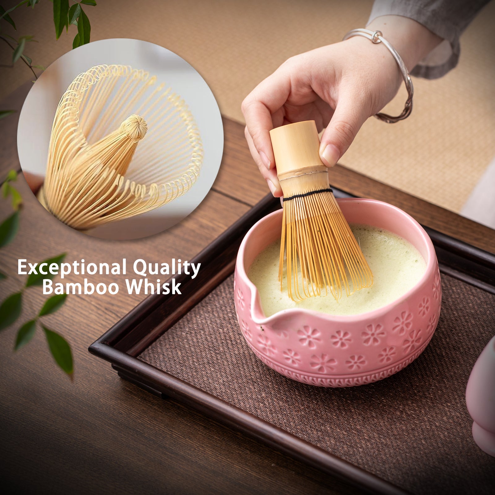 Pink Cherry Blossoms Matcha Whisk Set