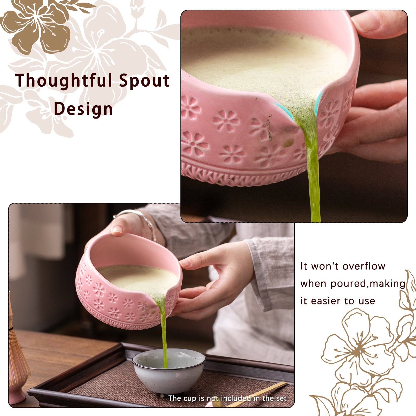 Pink Cherry Blossoms Matcha Whisk Set