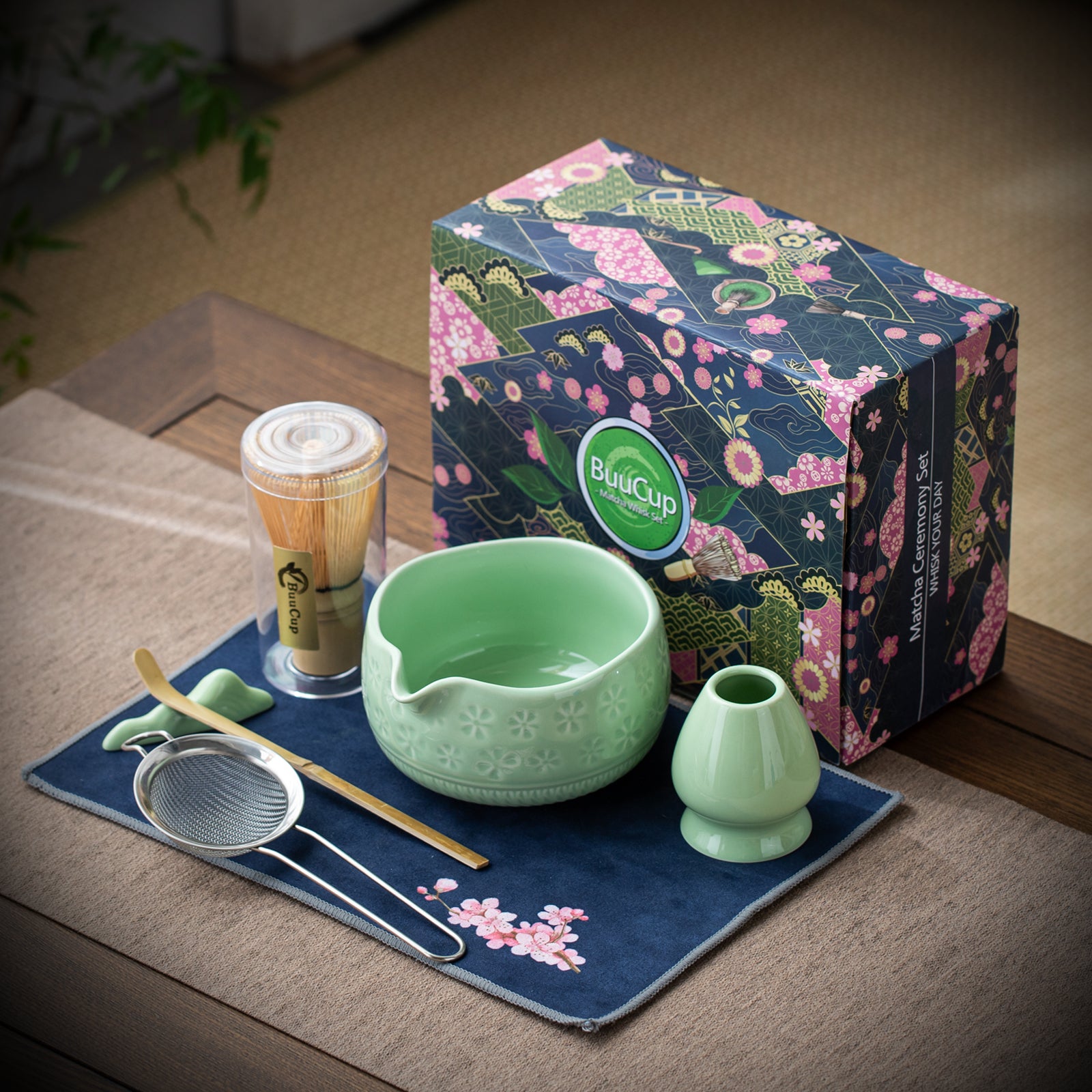 Green Cherry Blossoms Matcha Whisk Set