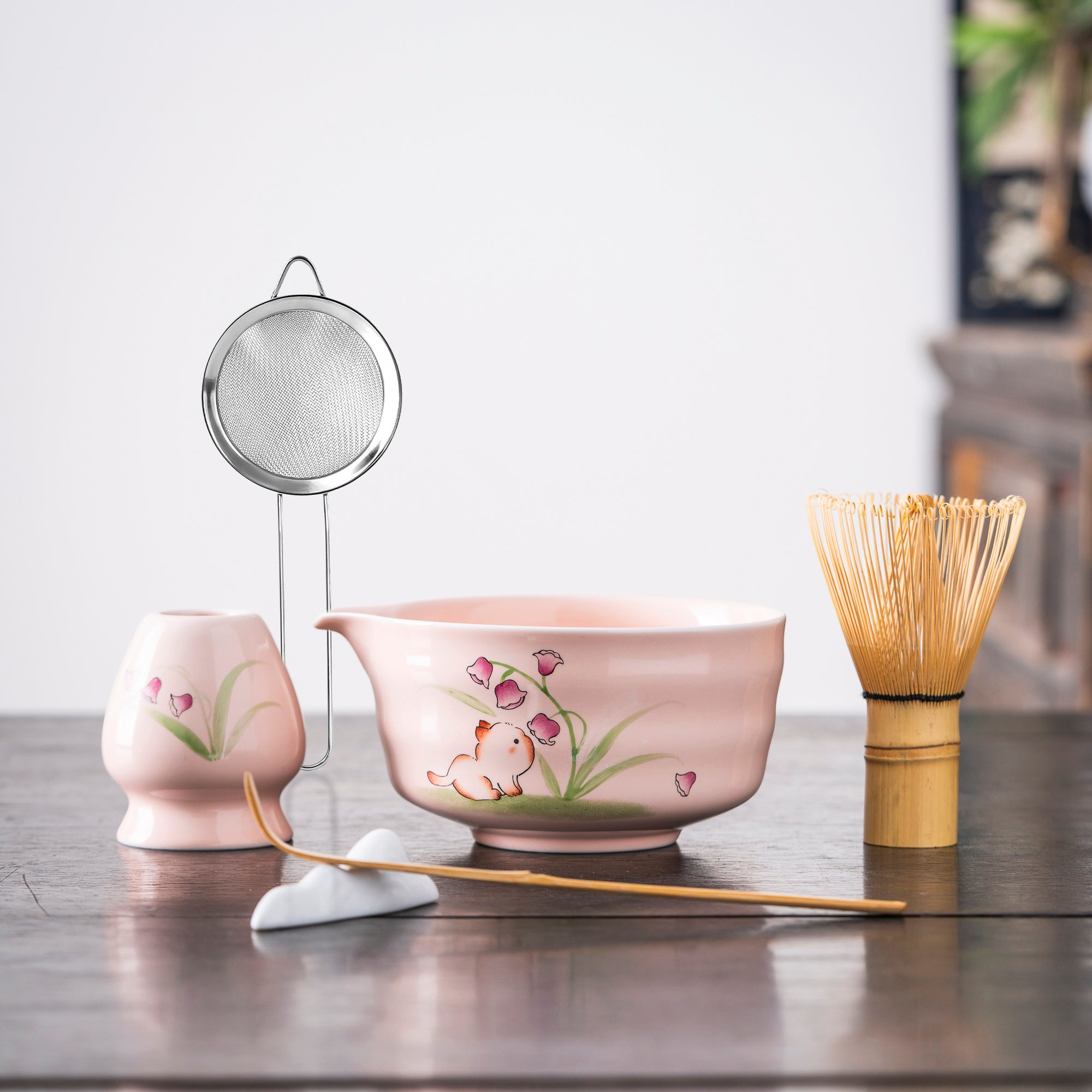 Cute Cat - Themed Pink Matcha Set