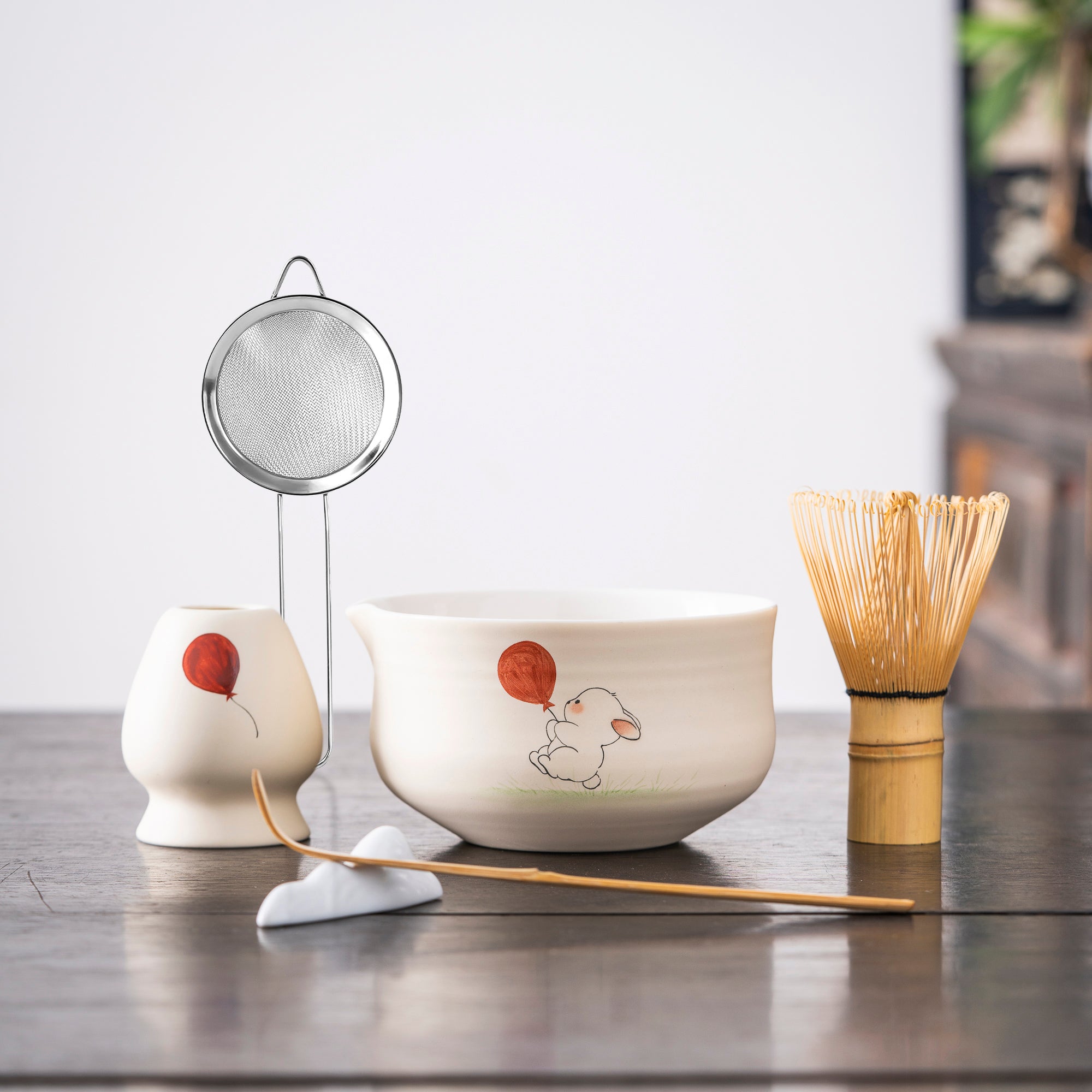 Adorable Hand - painted Bunny Matcha Set