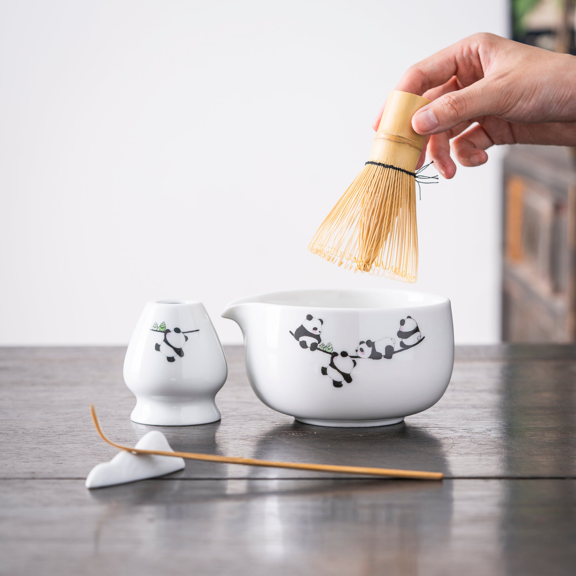 Hand - painted Panda White Matcha Kit