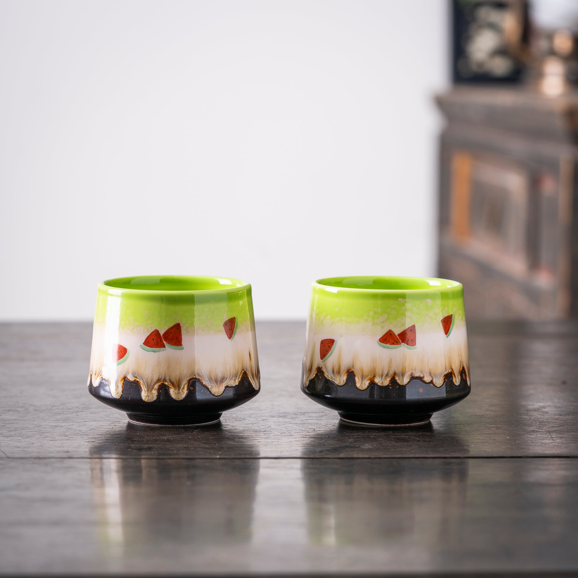 Hand - painted Watermelon Ceramic Cup with Gradient Color