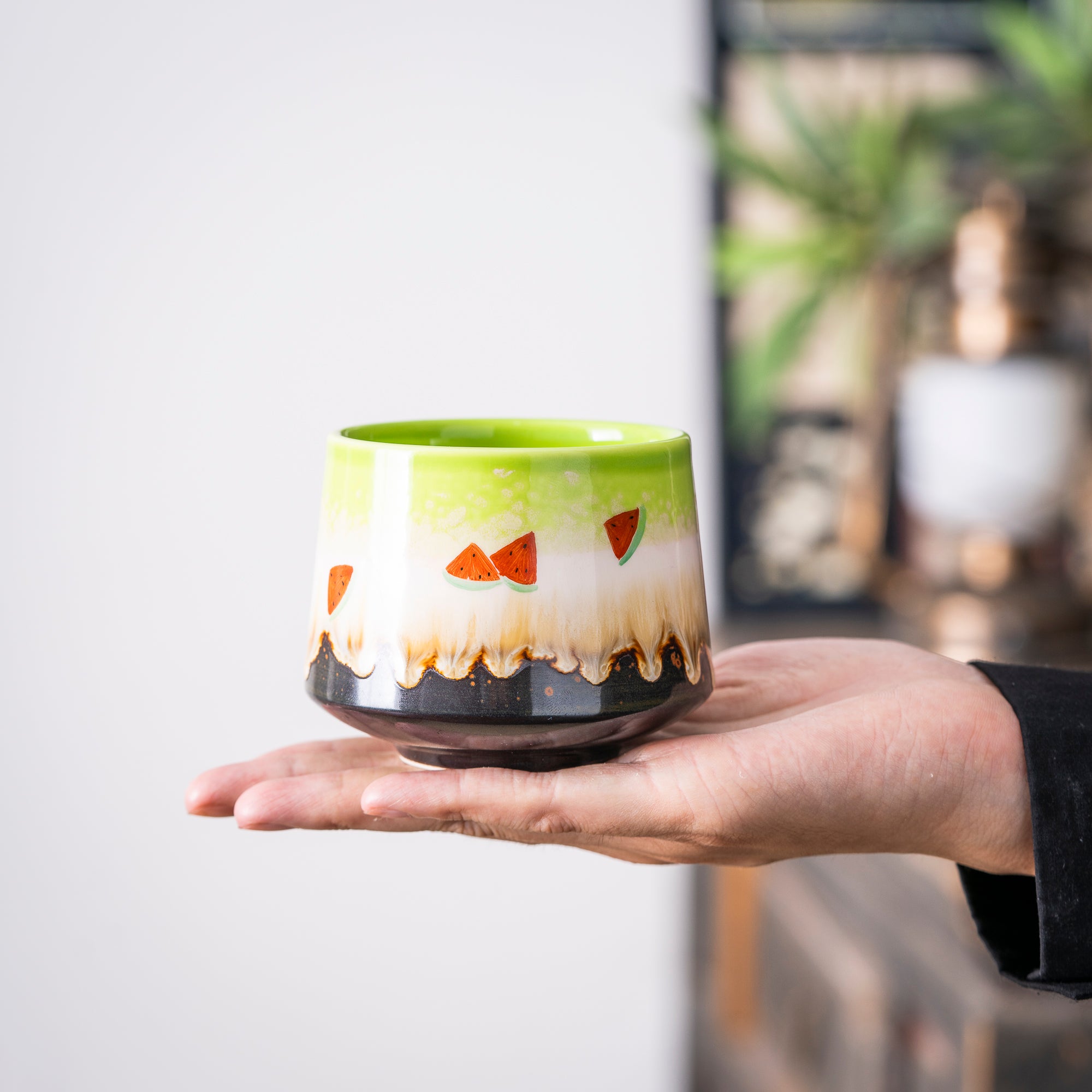 Hand - painted Watermelon Ceramic Cup with Gradient Color