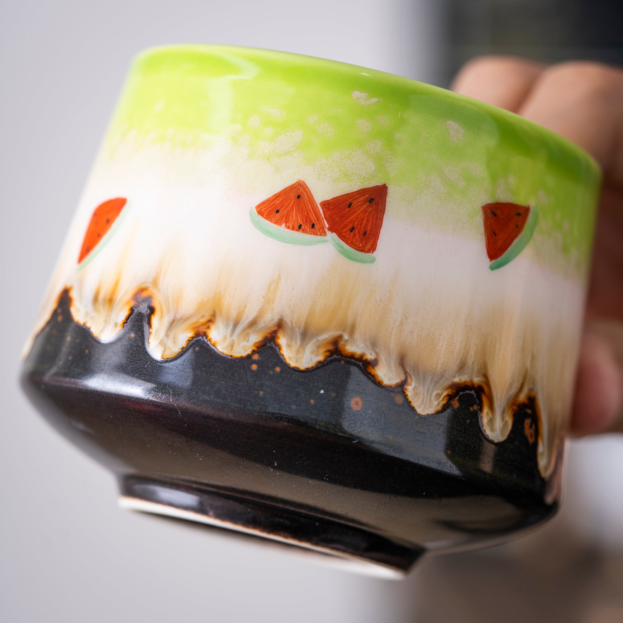 Hand - painted Watermelon Ceramic Cup with Gradient Color