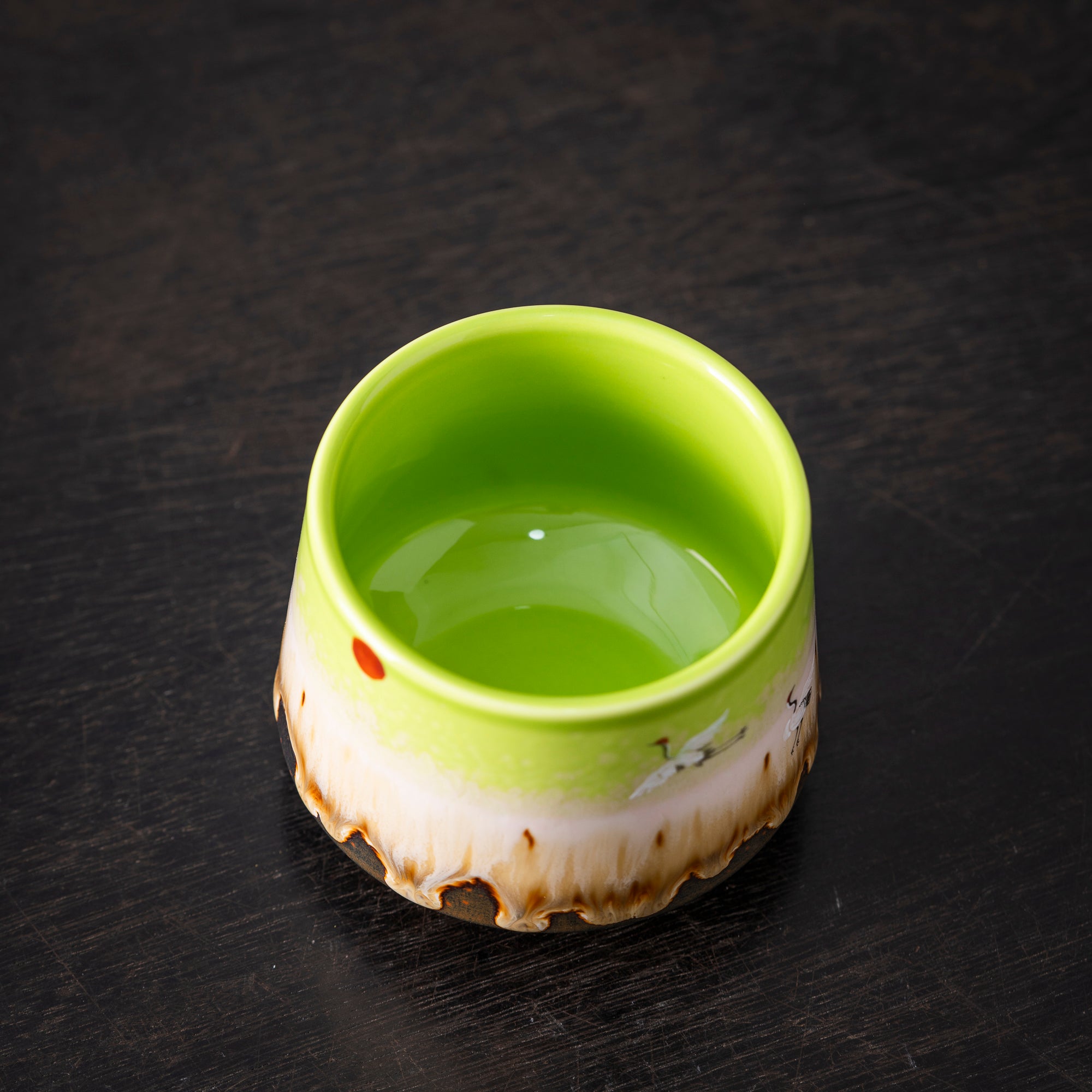 Hand - painted Crane Gradient Ceramic Cup: Artisan Crafted