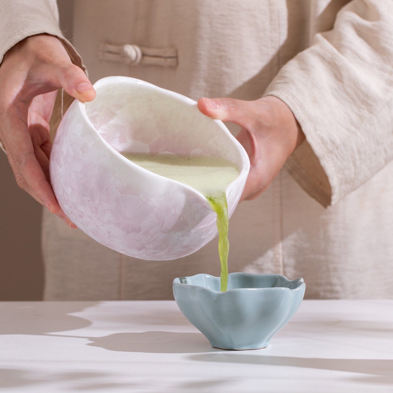 Matcha Bowl Set - Purple Crystalline Glaze： Matcha Whisk Set Included for Elegant Ceremony
