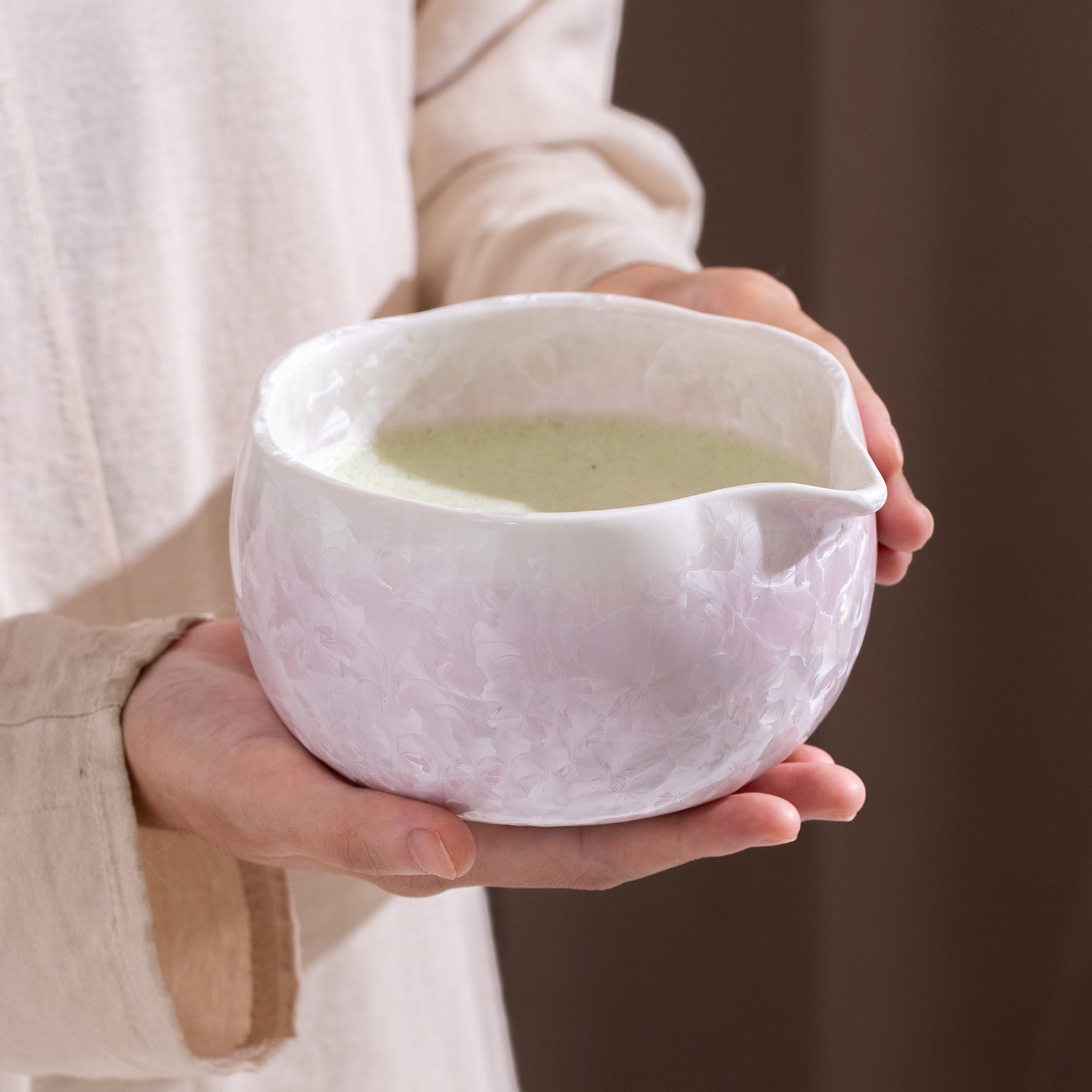 Matcha Bowl Set - Purple Crystalline Glaze： Matcha Whisk Set Included for Elegant Ceremony