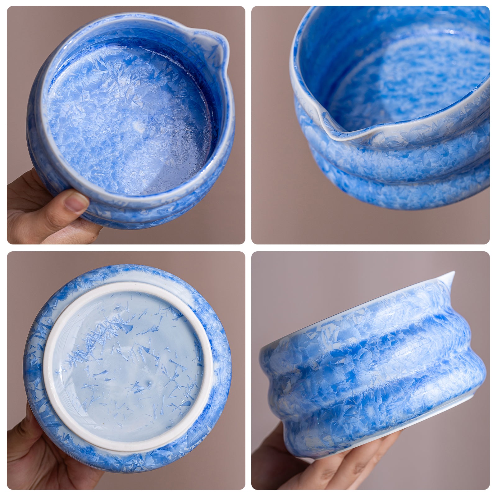 Mint Blue Crystalline Glaze Matcha Bowl Set