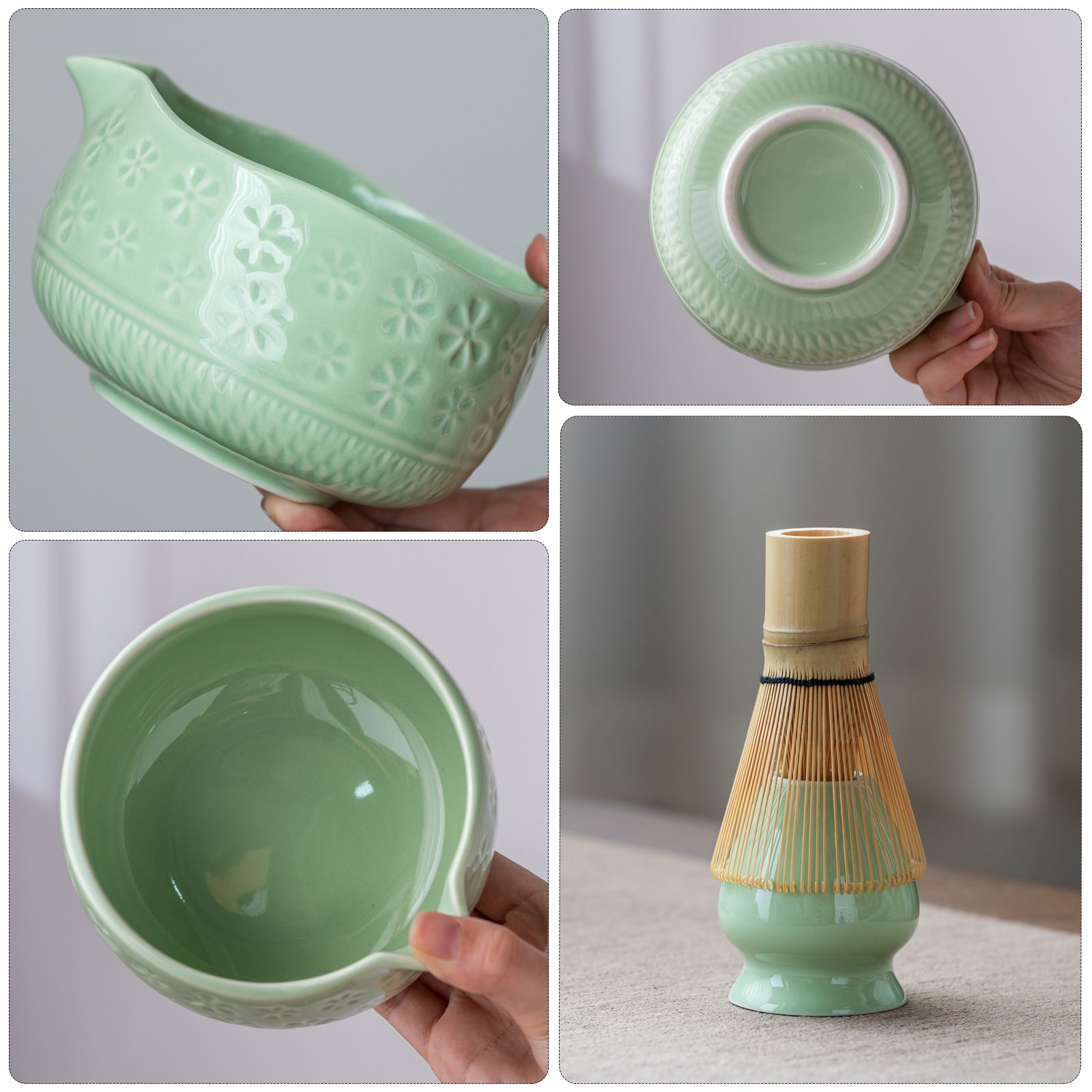 Green Cherry Blossoms Matcha Whisk Set