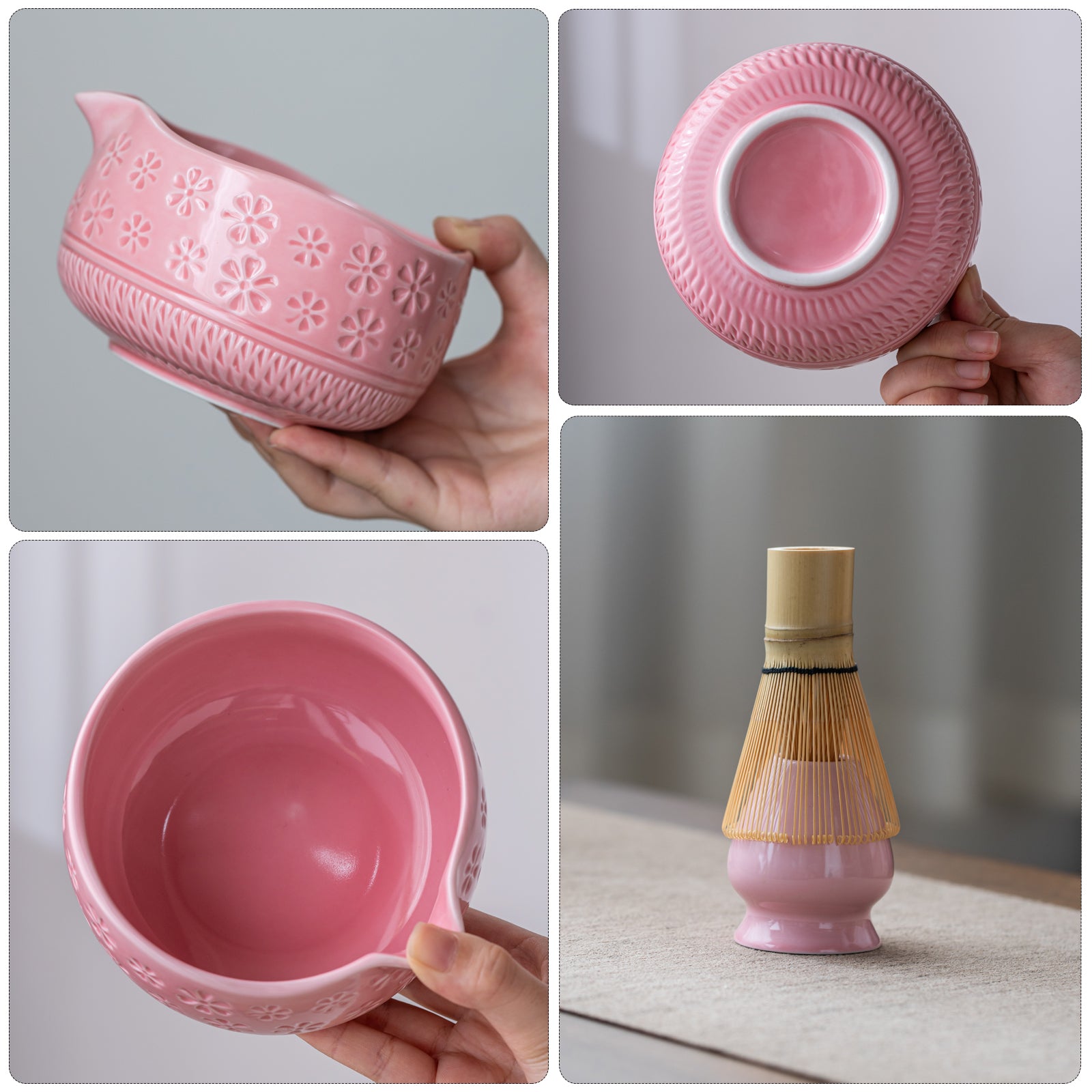 Pink Cherry Blossoms Matcha Whisk Set