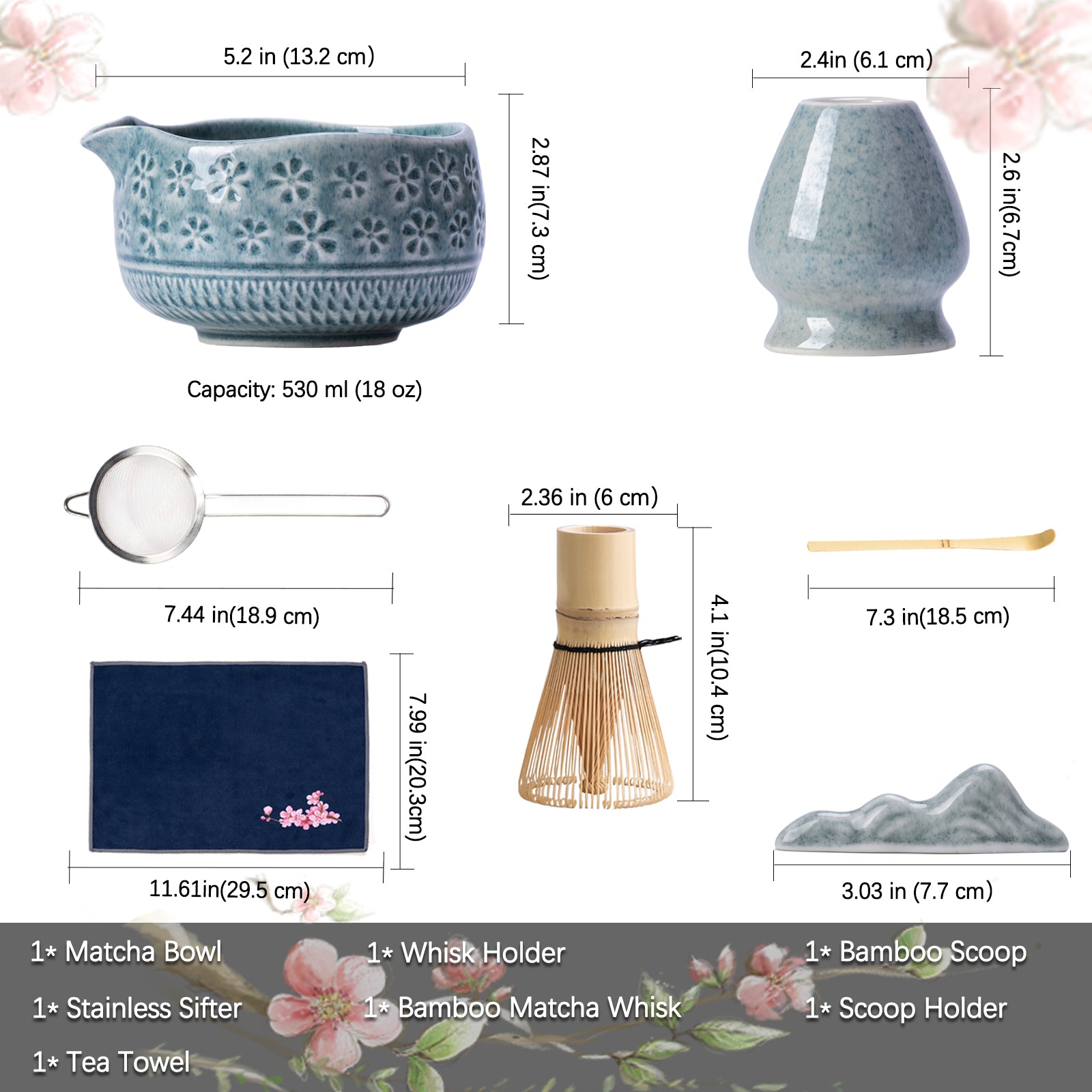 Blue Cherry Blossoms Matcha Set