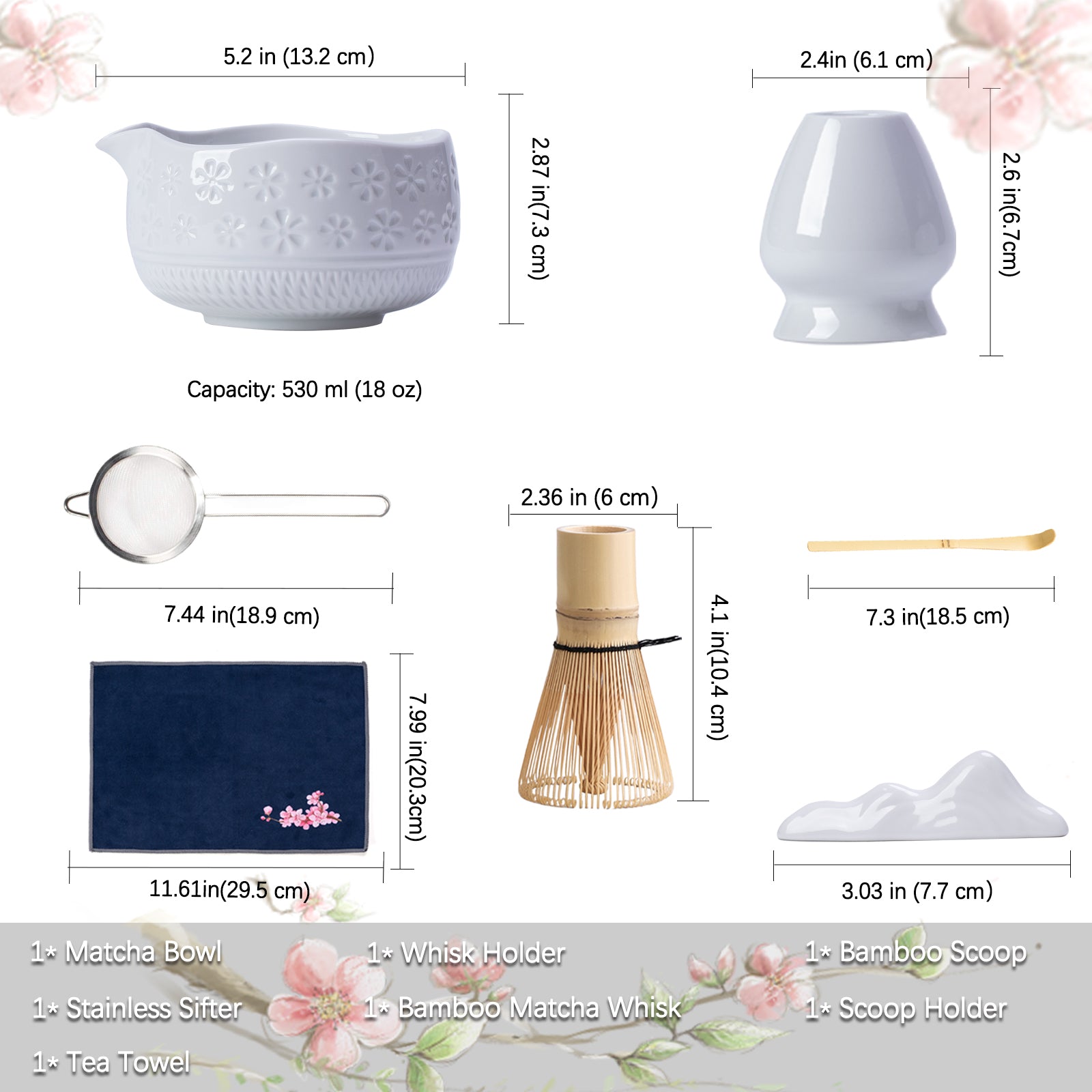 White Cherry Blossoms Matcha set