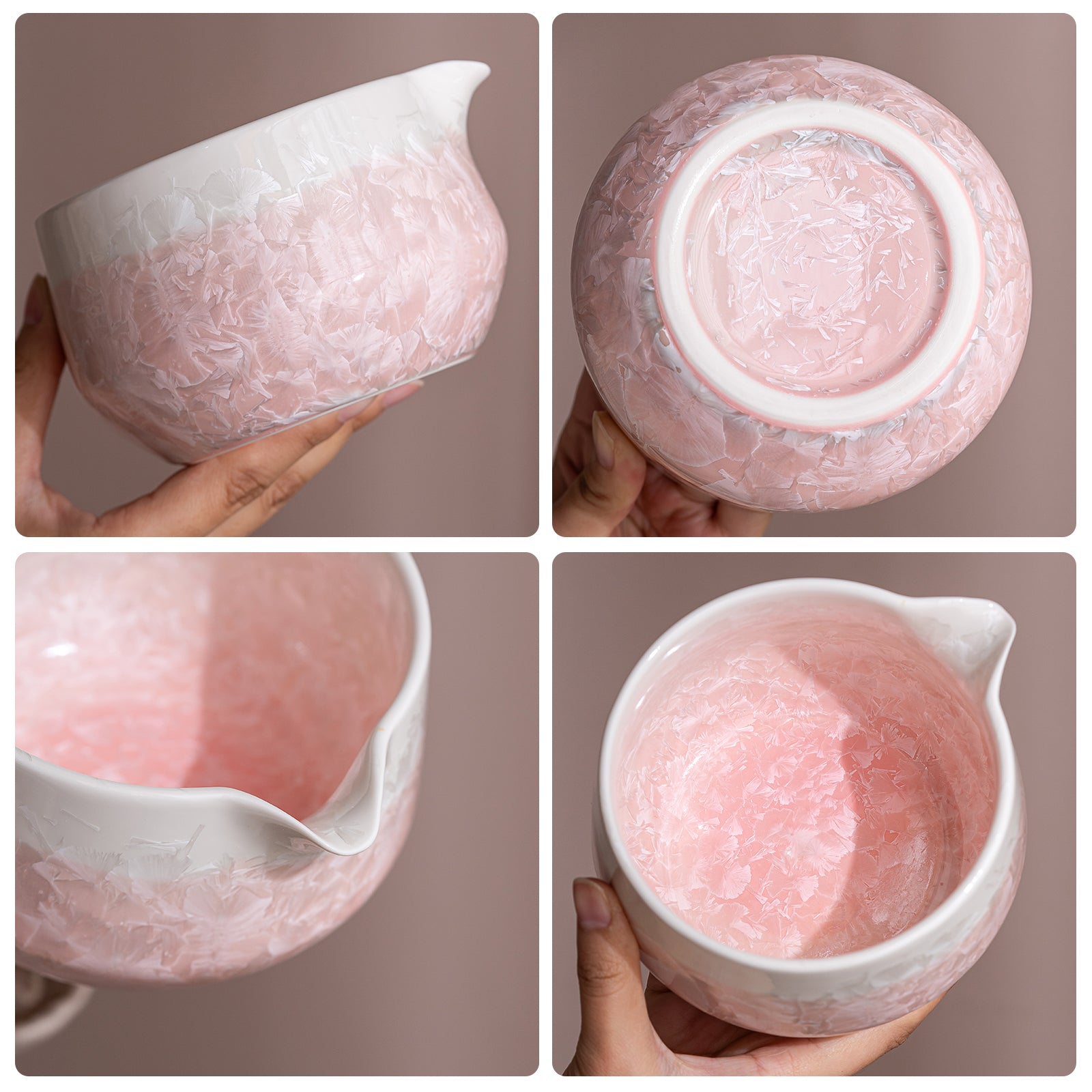 Pink Crystalline Glaze Matcha Bowl Set