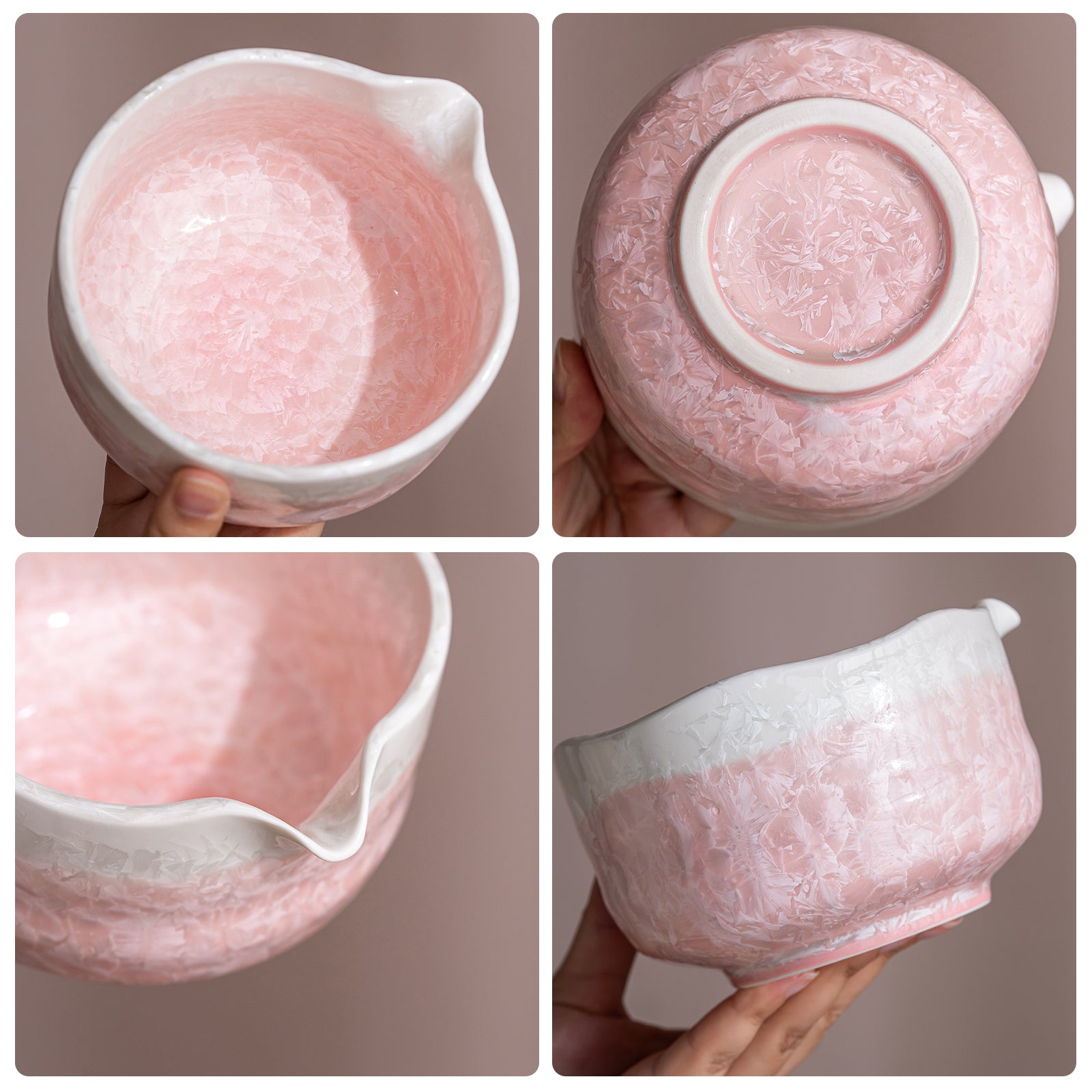 Pink Crystalline Glaze Matcha bowl Set