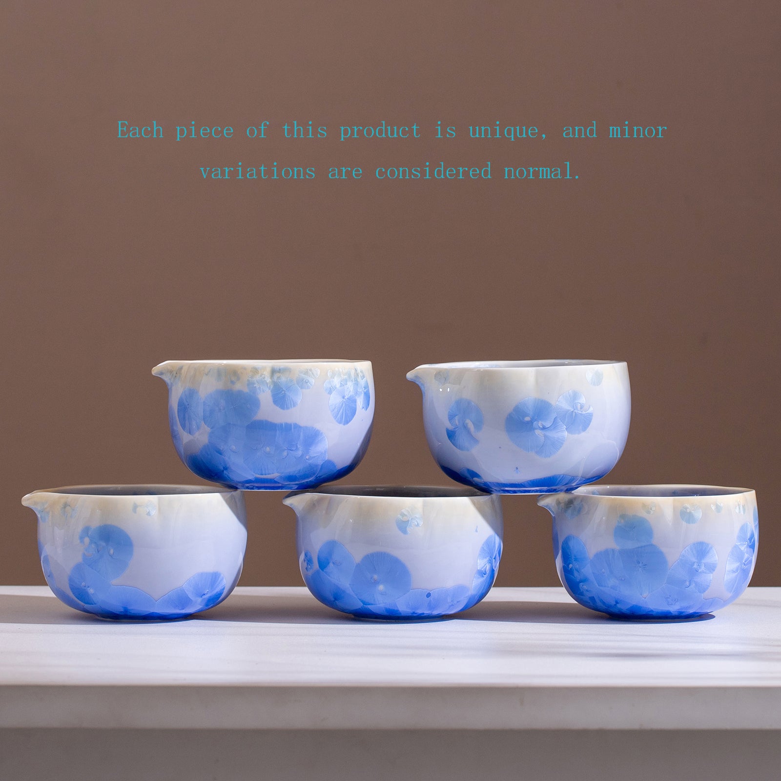 Matcha Bowl Set - Crystalline Glaze Blue Floral Design： Complete Matcha Kit for Traditional Ceremony