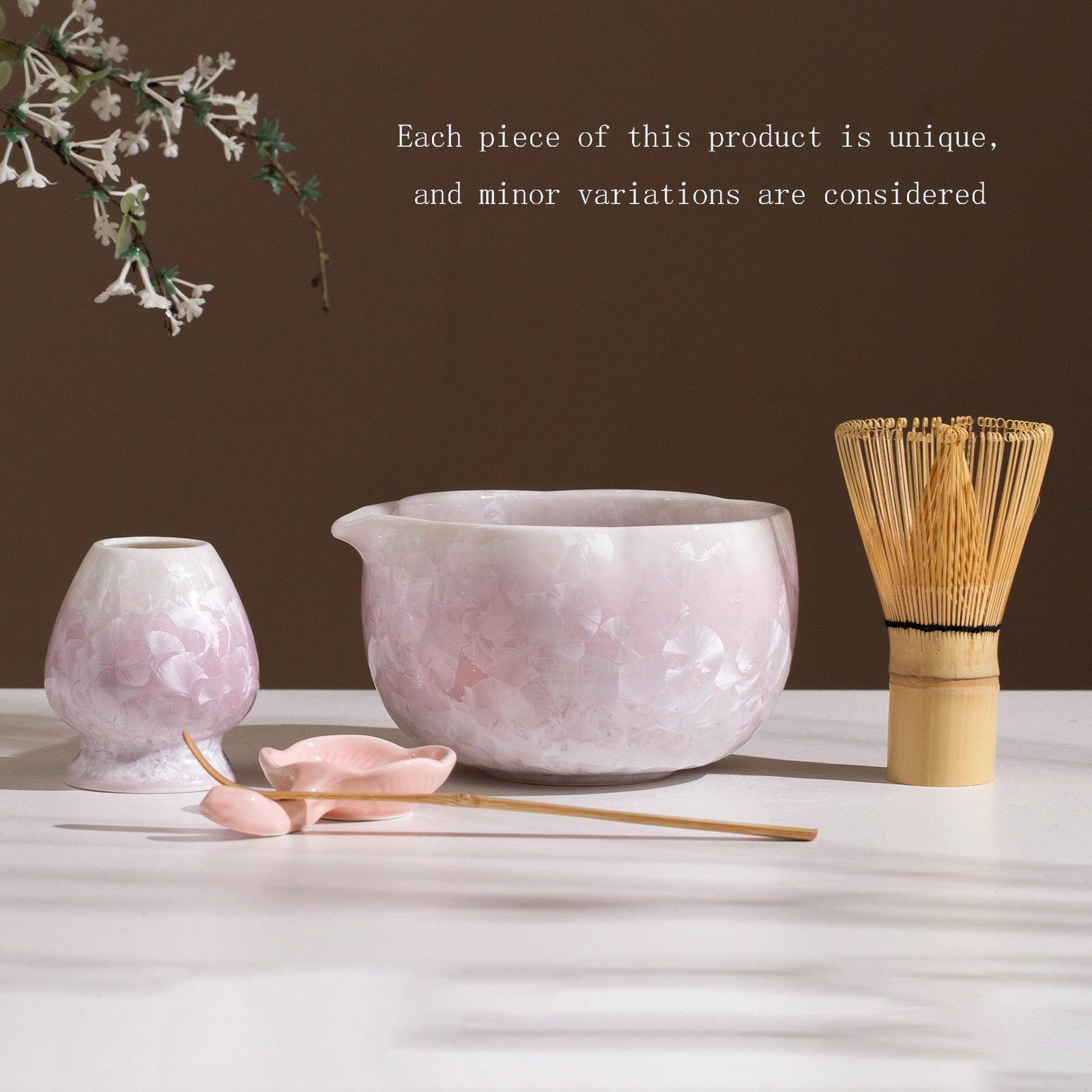 Matcha Bowl Set - Purple Crystalline Glaze： Matcha Whisk Set Included for Elegant Ceremony