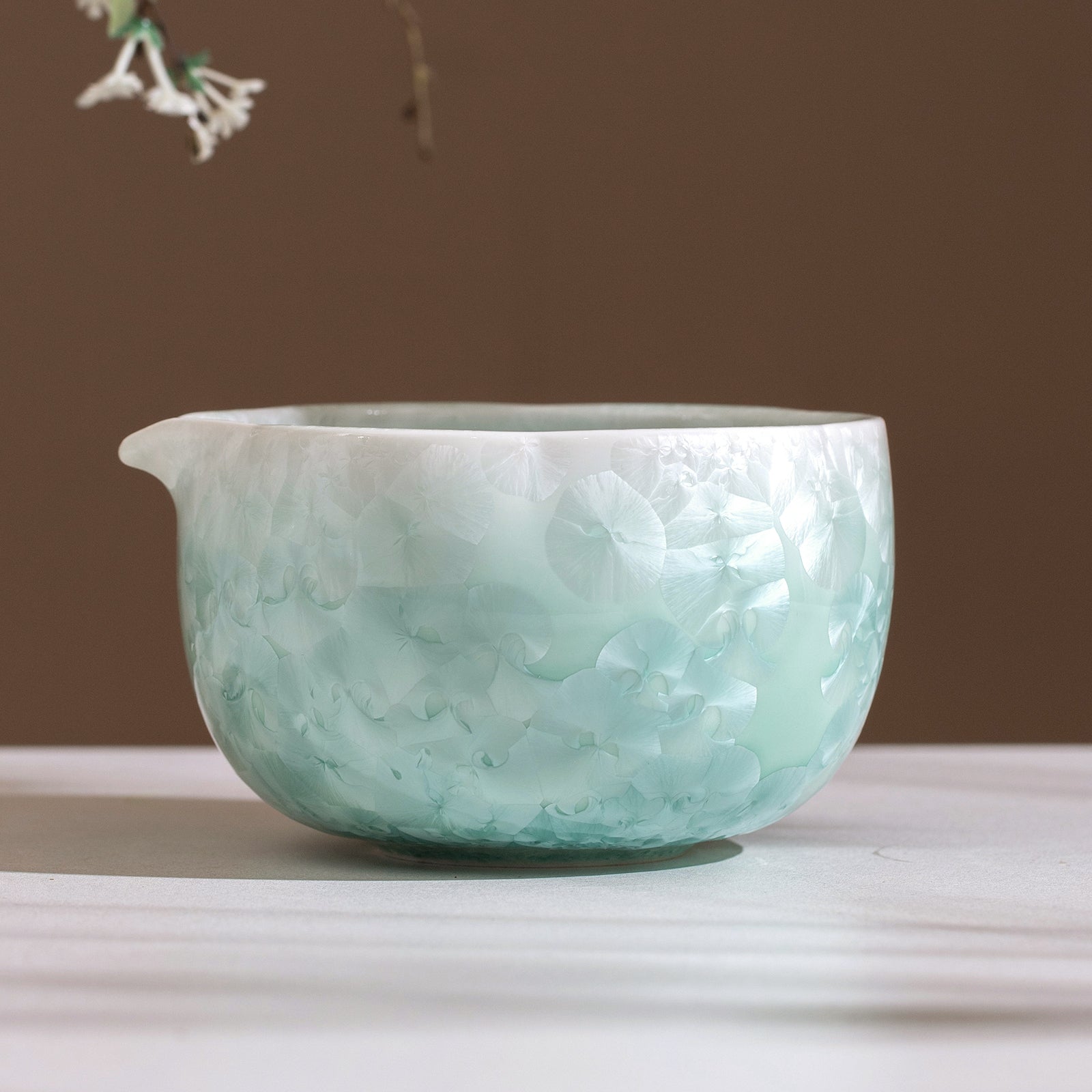 Matcha Bowl Set - Mint Green Crystalline Glaze:Matcha Whisk Set Included for Traditional Ceremony