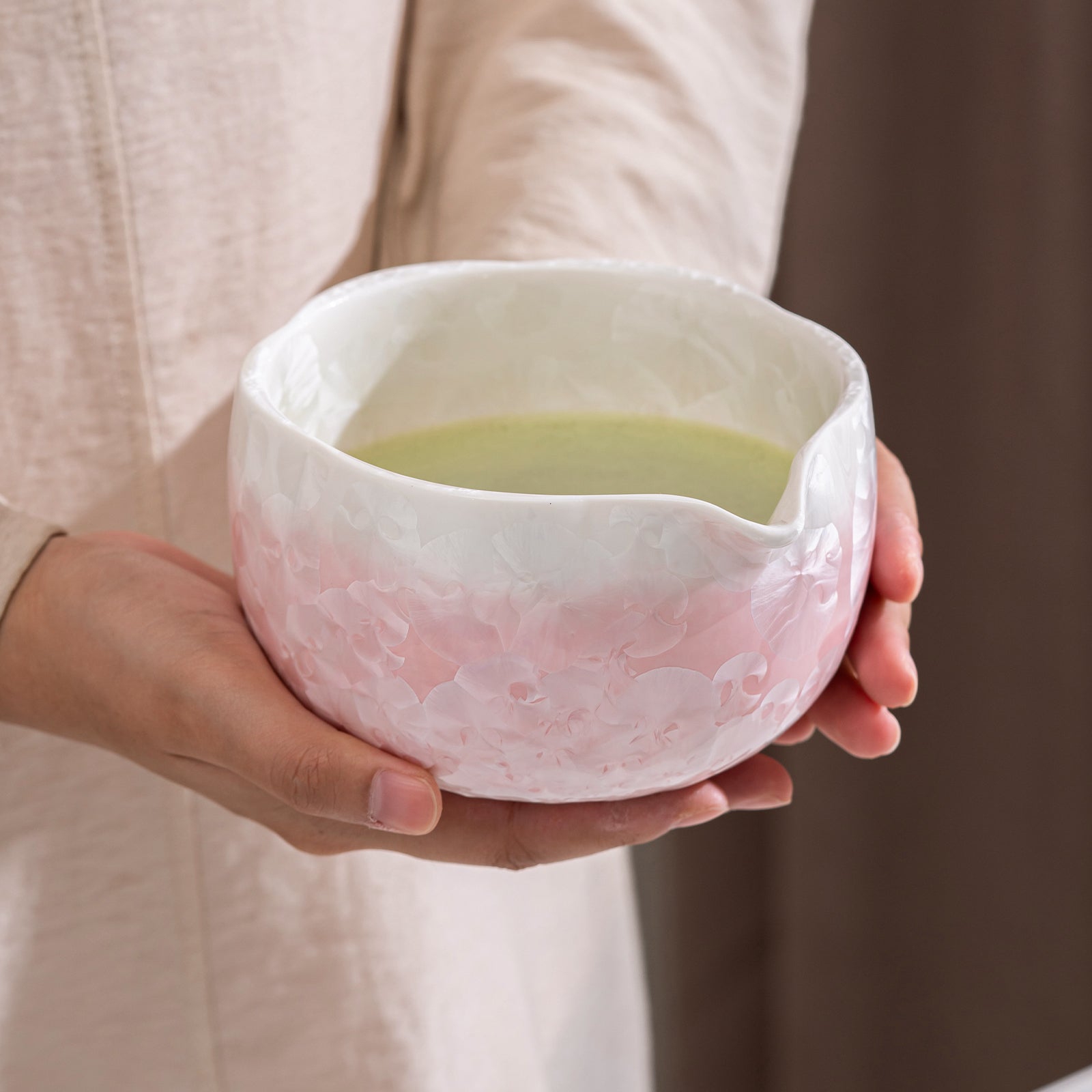 Matcha Bowl Set - Pink Crystalline Glaze Design:Complete Matcha Kit for Elegant Ceremony