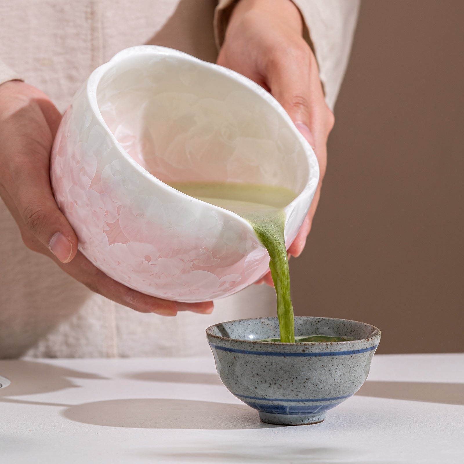 Matcha Bowl Set - Pink Crystalline Glaze Design:Complete Matcha Kit for Elegant Ceremony