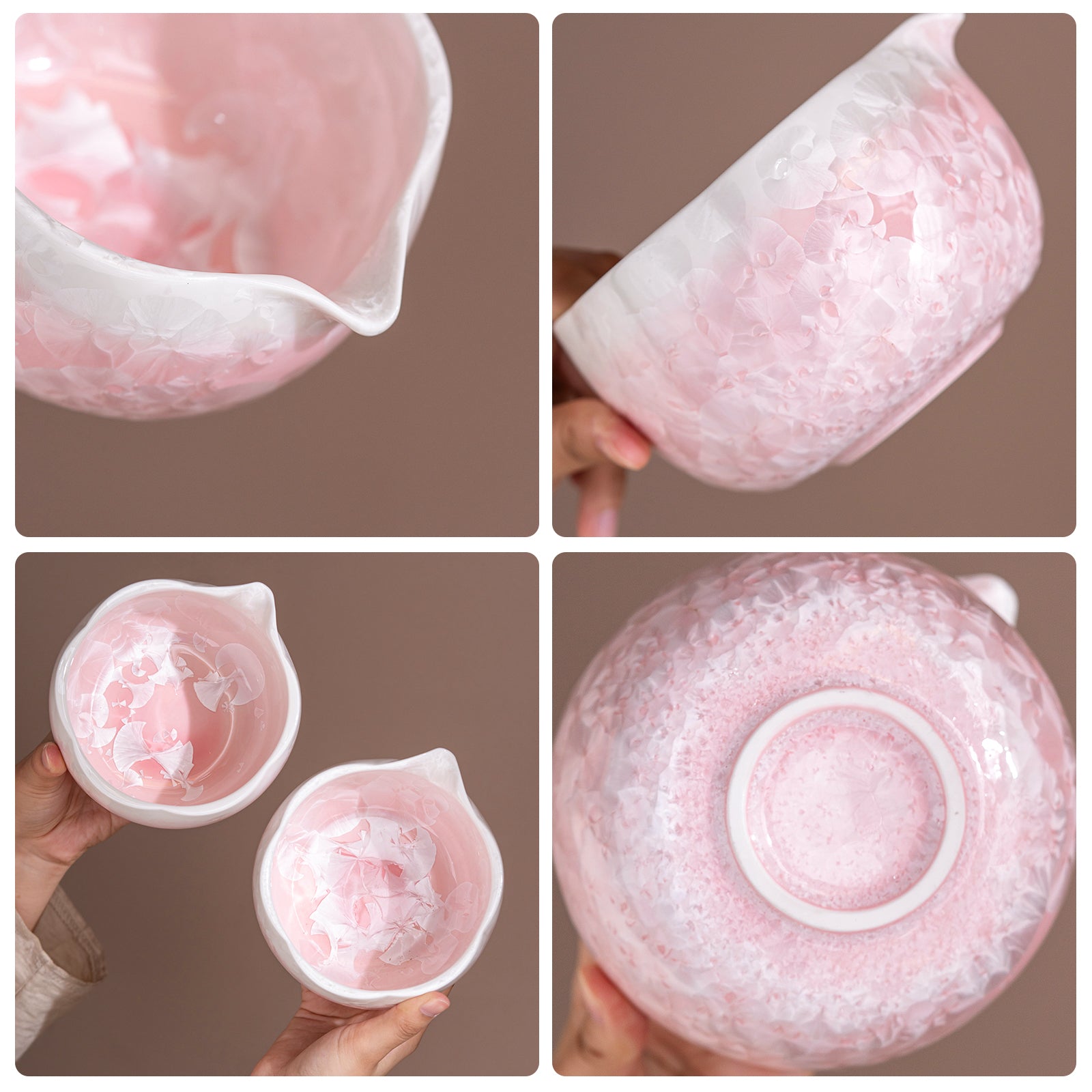 Matcha Bowl Set - Pink Crystalline Glaze Design:Complete Matcha Kit for Elegant Ceremony