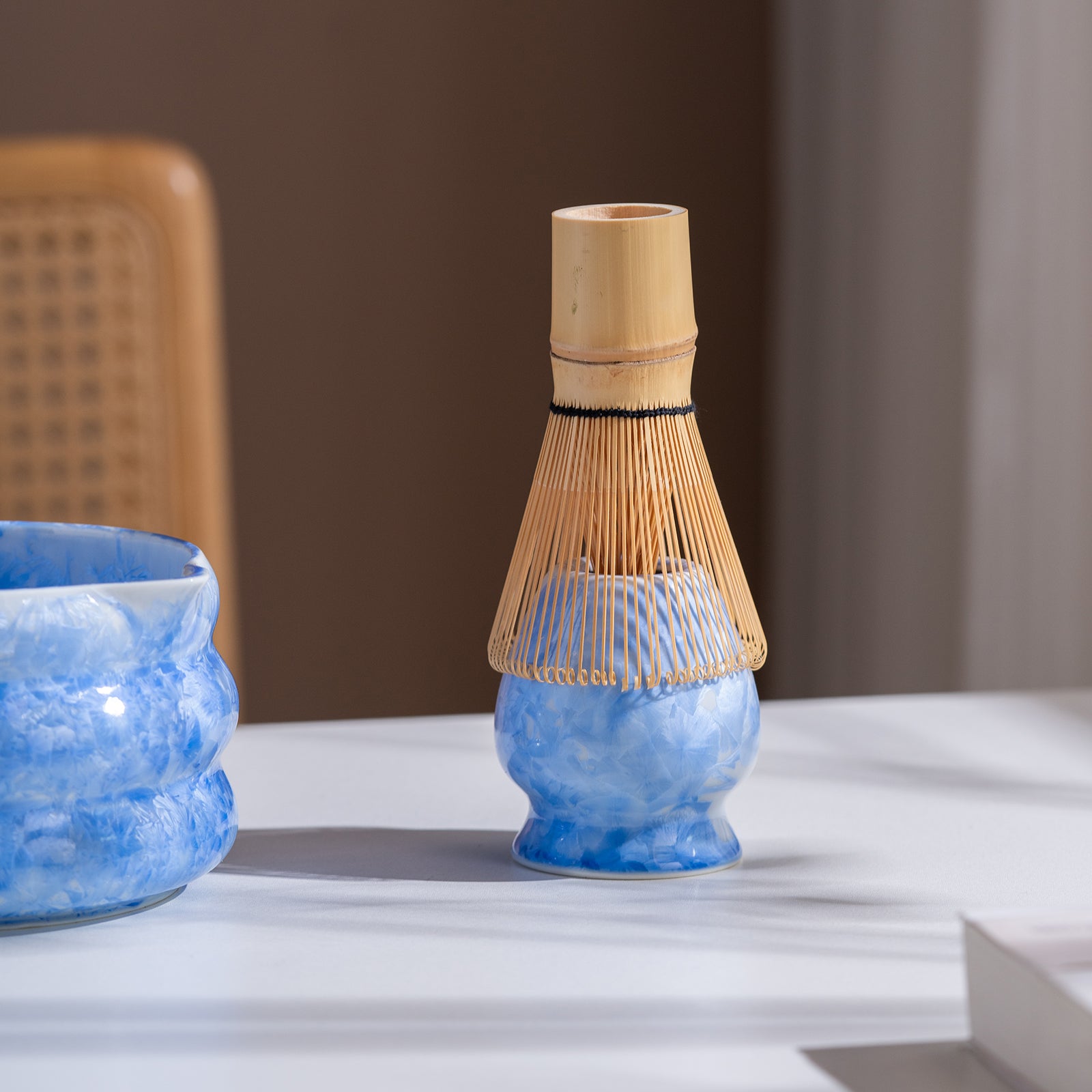 Mint Blue Crystalline Glaze Matcha Bowl Set