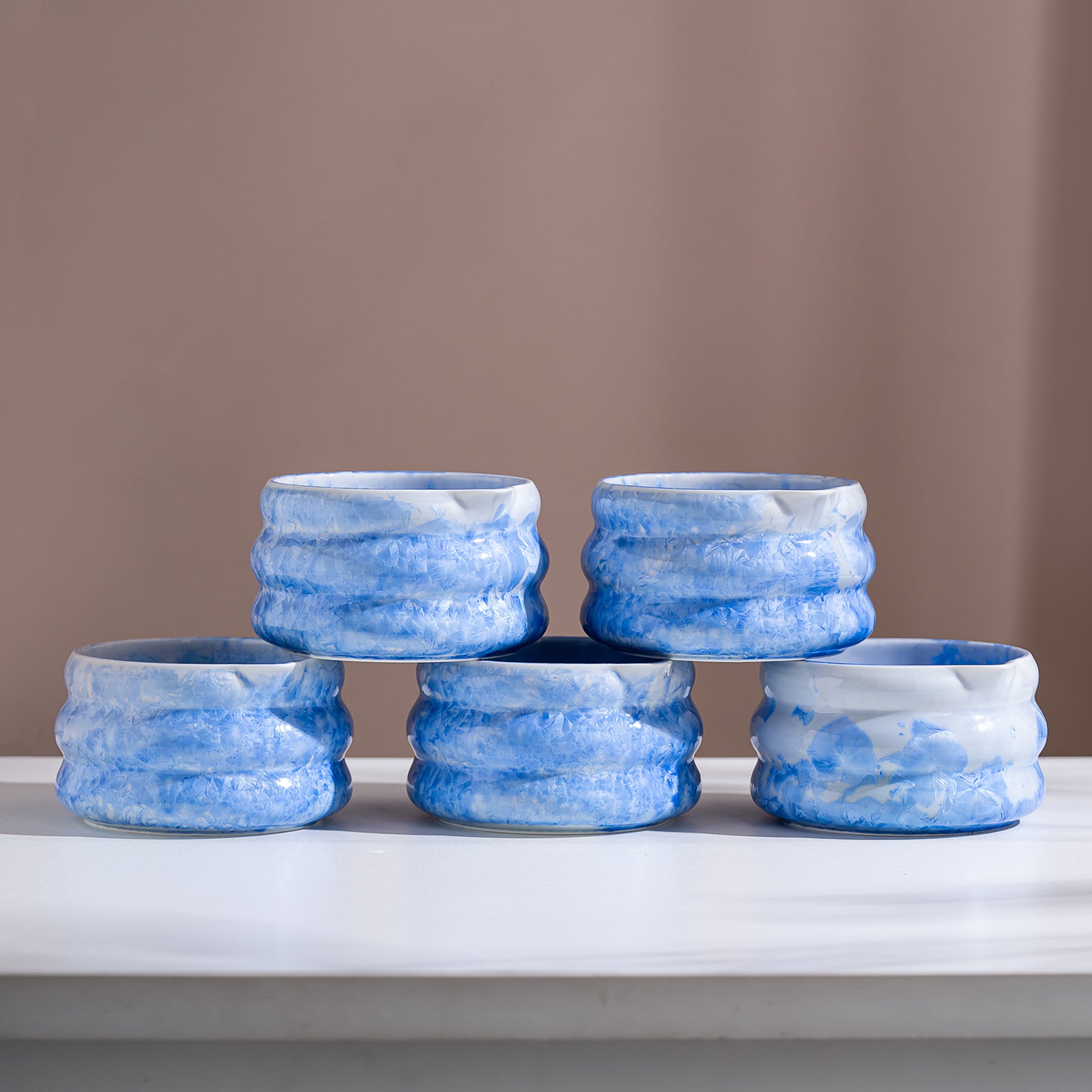 Mint Blue Crystalline Glaze Matcha Bowl Set