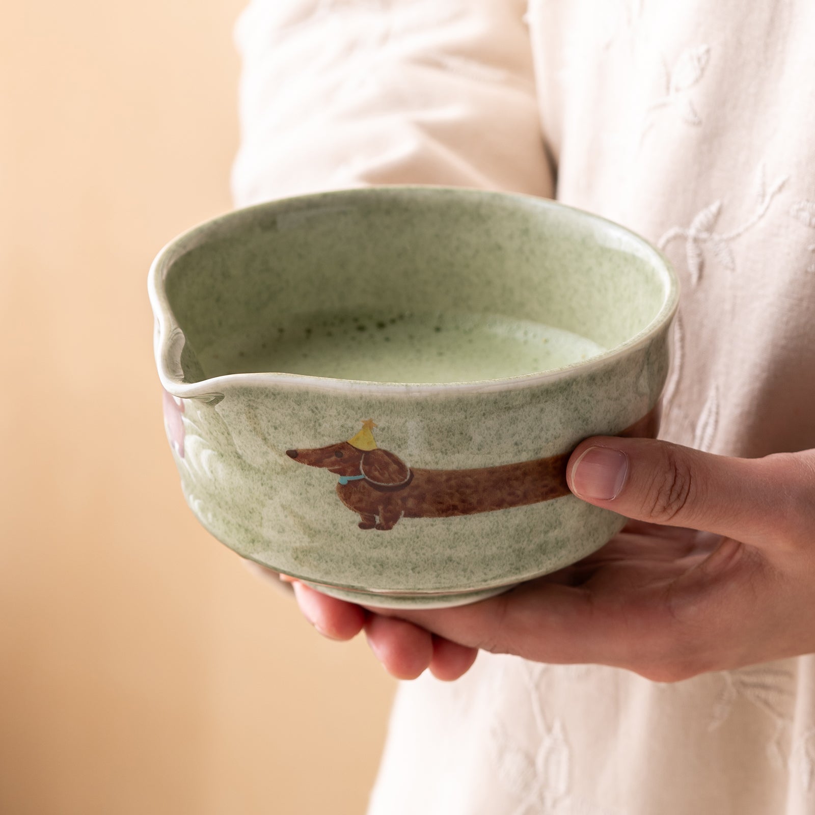 Matcha Bowl Set Dachshund Green Japanese Matcha Kit with Bamboo Whisk Strainer and Scoop Gift for Dog Lovers