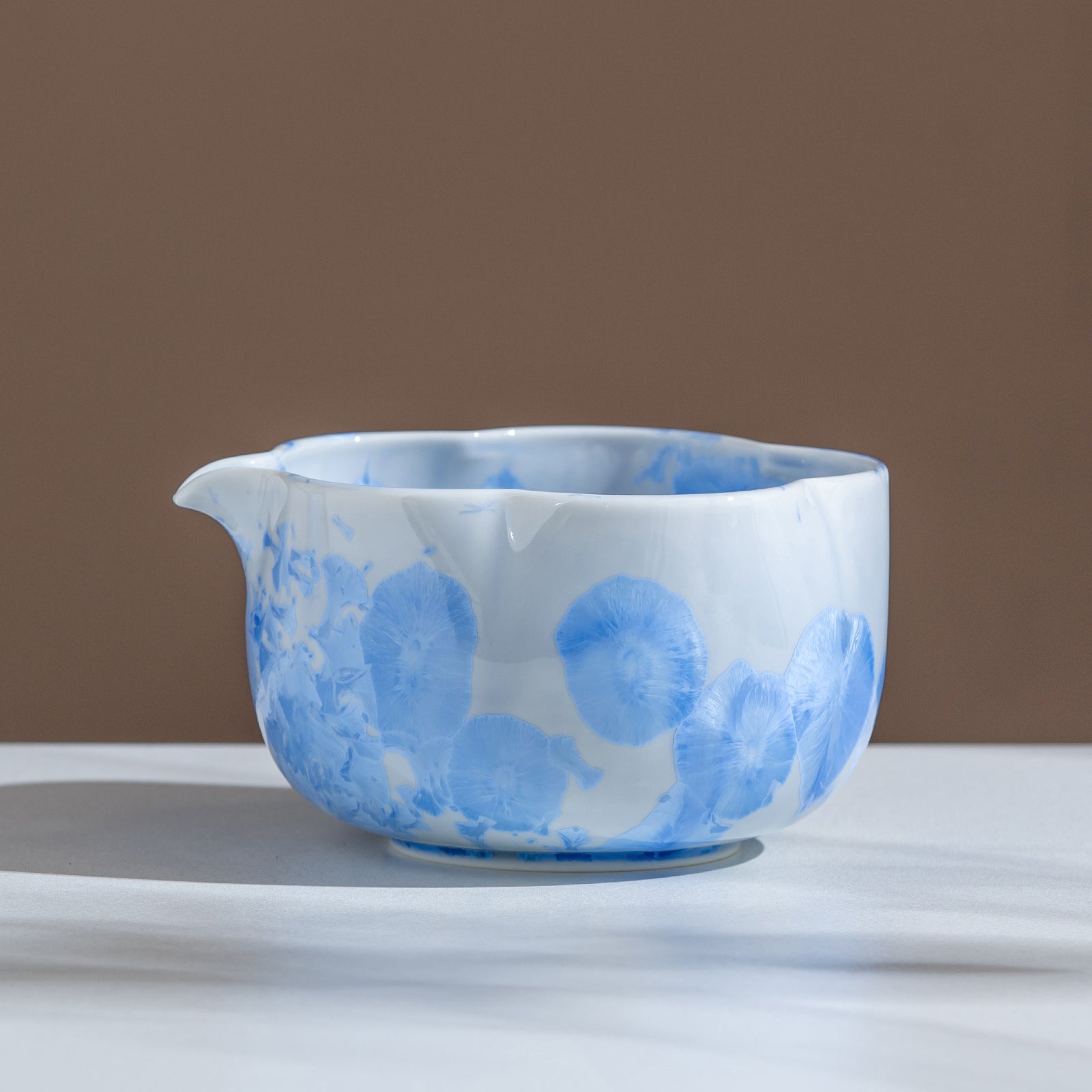 Crystalline Glaze Blue Ceramic Matcha Set with Bamboo Whisk & Sieve