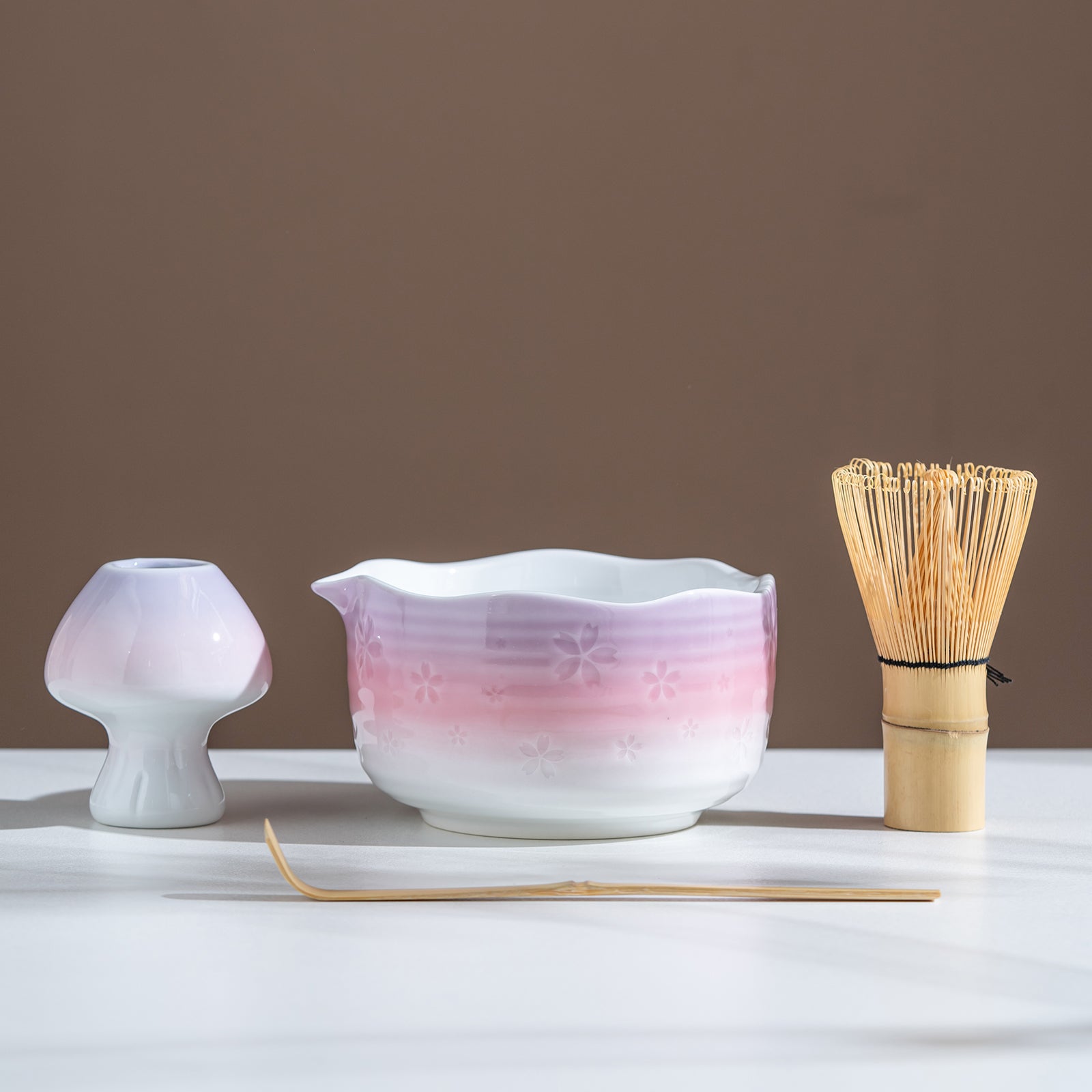 Purple Pink Cherry Blossom Matcha Tea Set