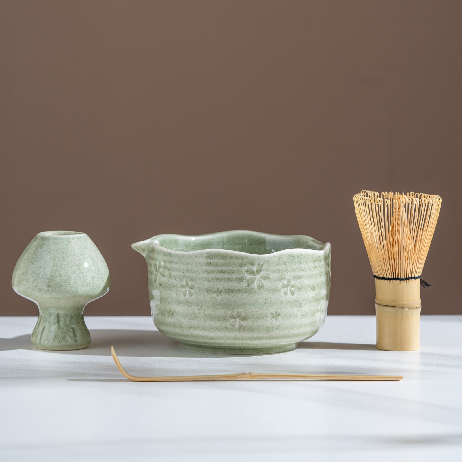 Matcha Set Green Ceramic Matcha Bowl Whisk Strainer Spoon
