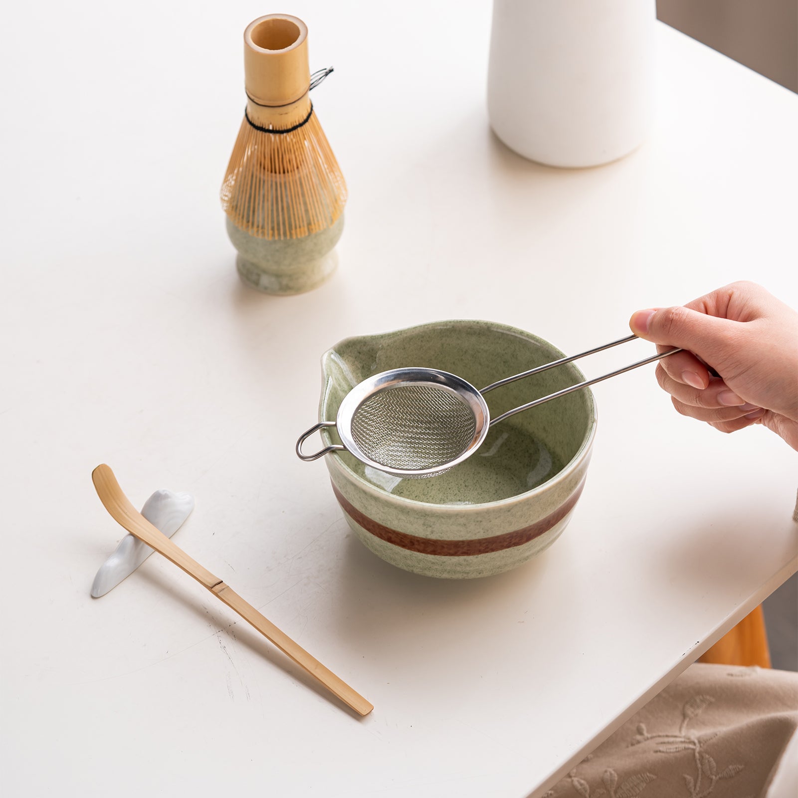 Matcha Bowl Set Dachshund Green Japanese Matcha Kit with Bamboo Whisk Strainer and Scoop Gift for Dog Lovers