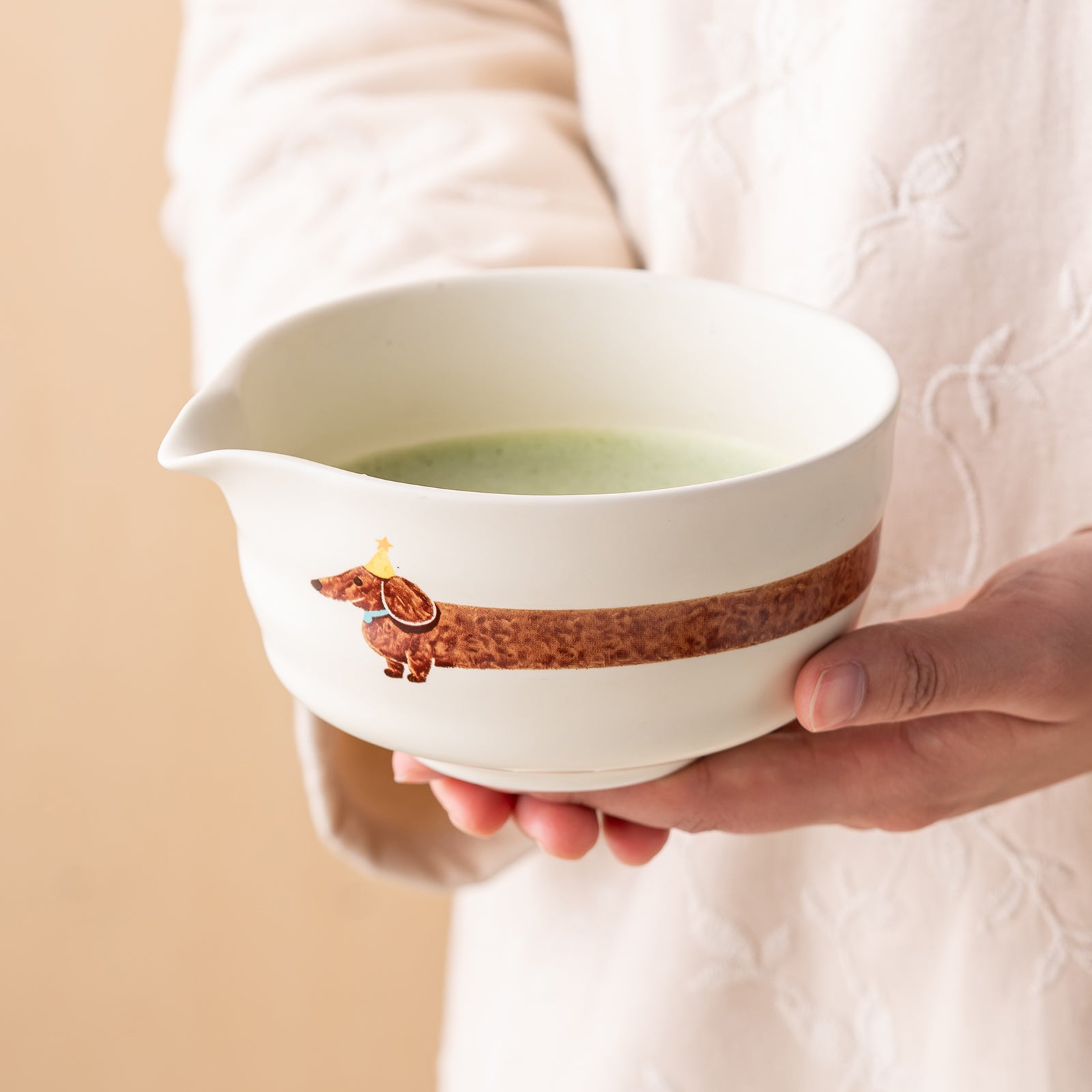 Matcha Bowl Set Dachshund Japanese Tea Set with Whisk Strainer and Scoop Gift for Dog and Tea Lovers