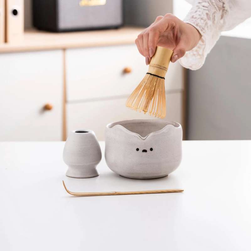 Marble Bear Ceramic Matcha Bowl Set