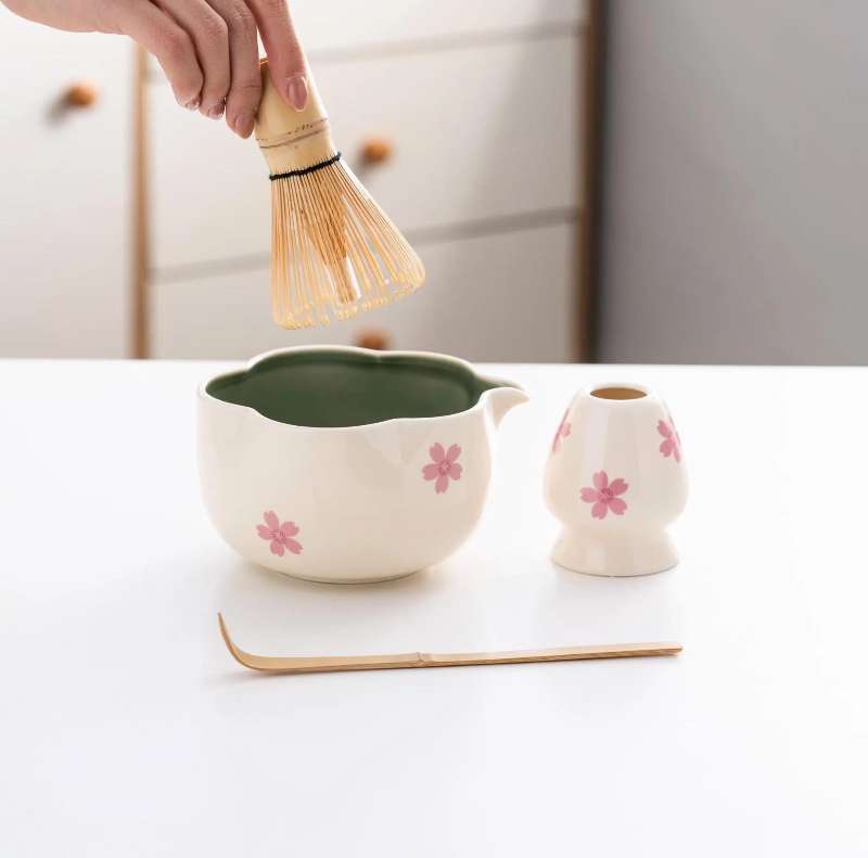 Original Cherry Blossom Ceramic Matcha Bowl Set