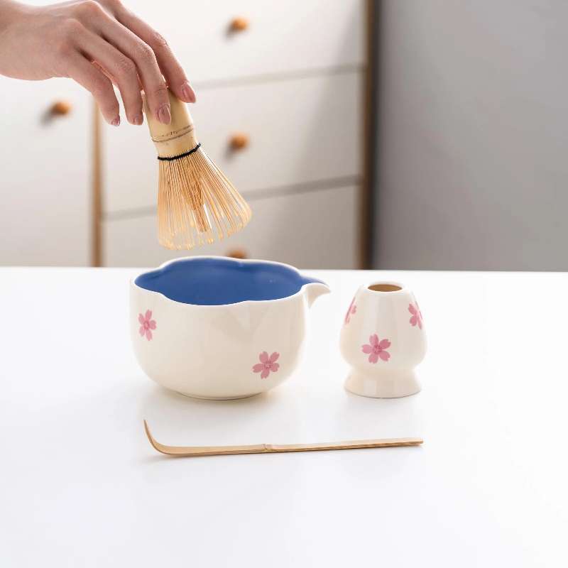 Original Cherry Blossom Ceramic Matcha Bowl Set