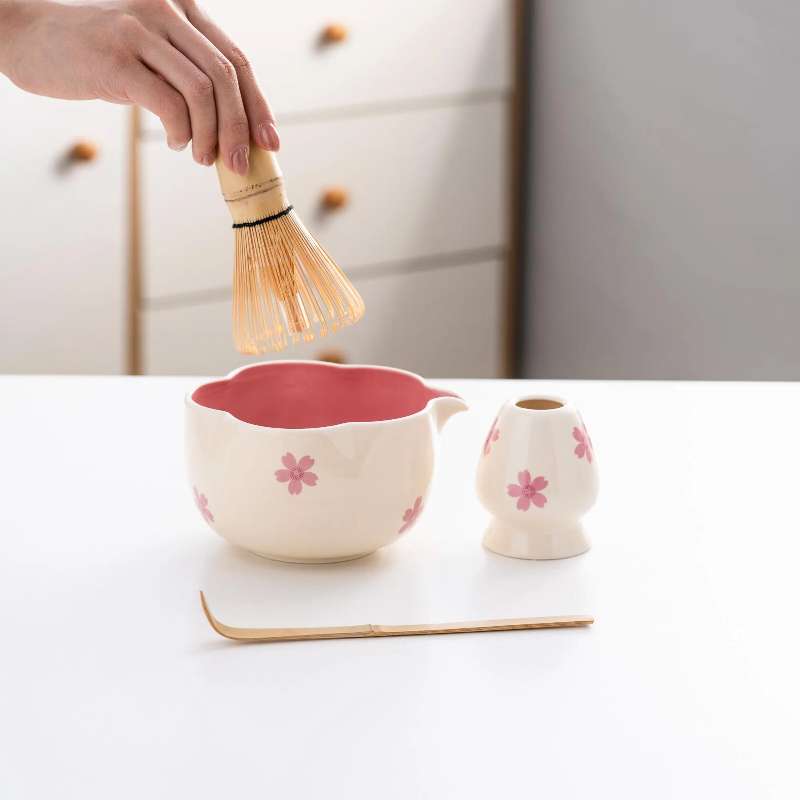 Original Cherry Blossom Ceramic Matcha Bowl Set