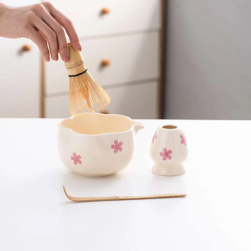 Original Cherry Blossom Ceramic Matcha Bowl Set