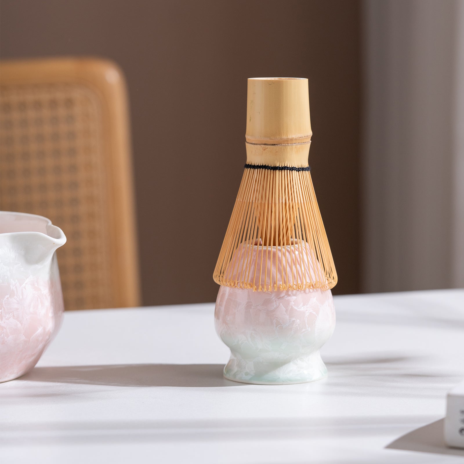 Pink Crystalline Glaze Matcha Bowl Set