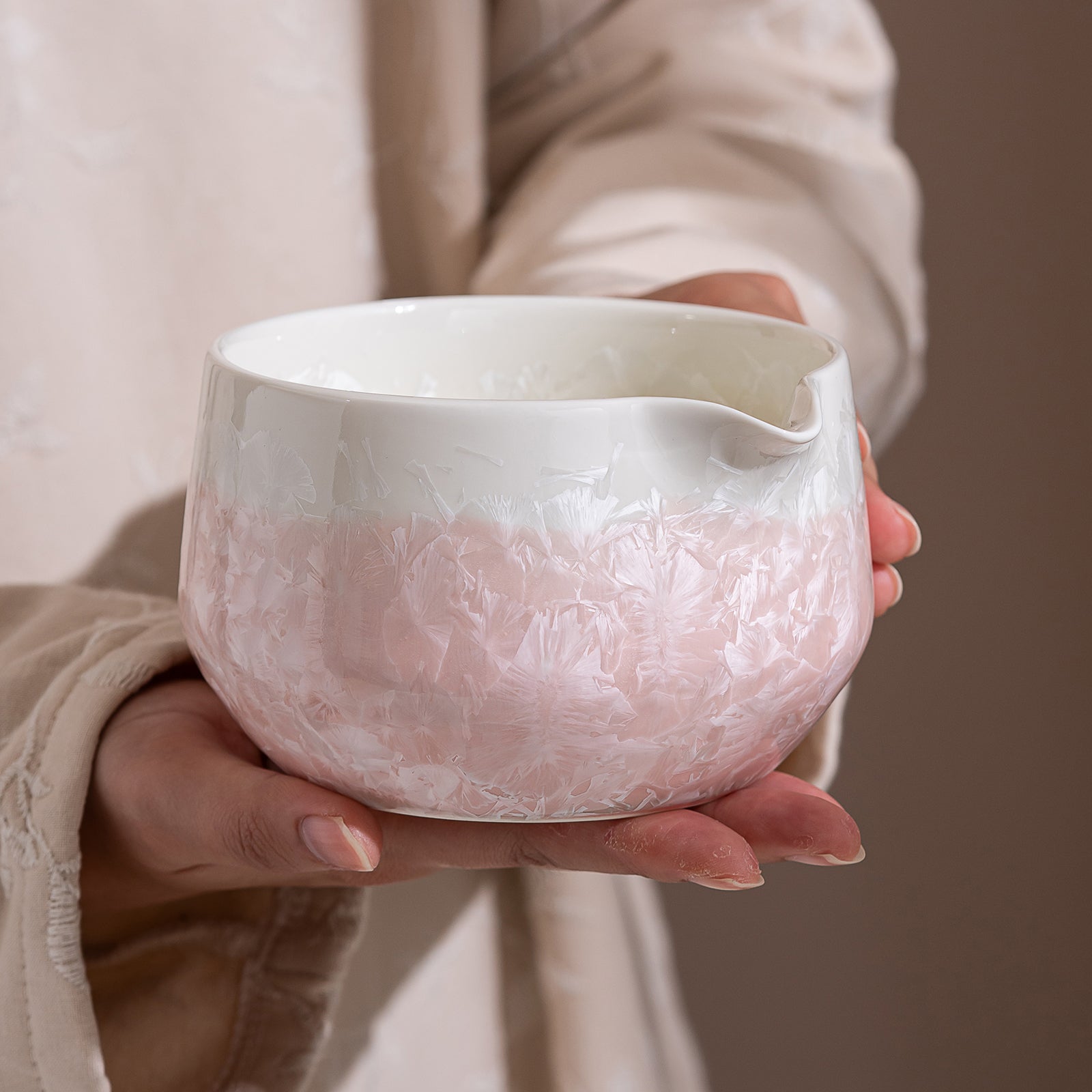 Pink Crystalline Glaze Matcha Bowl Set