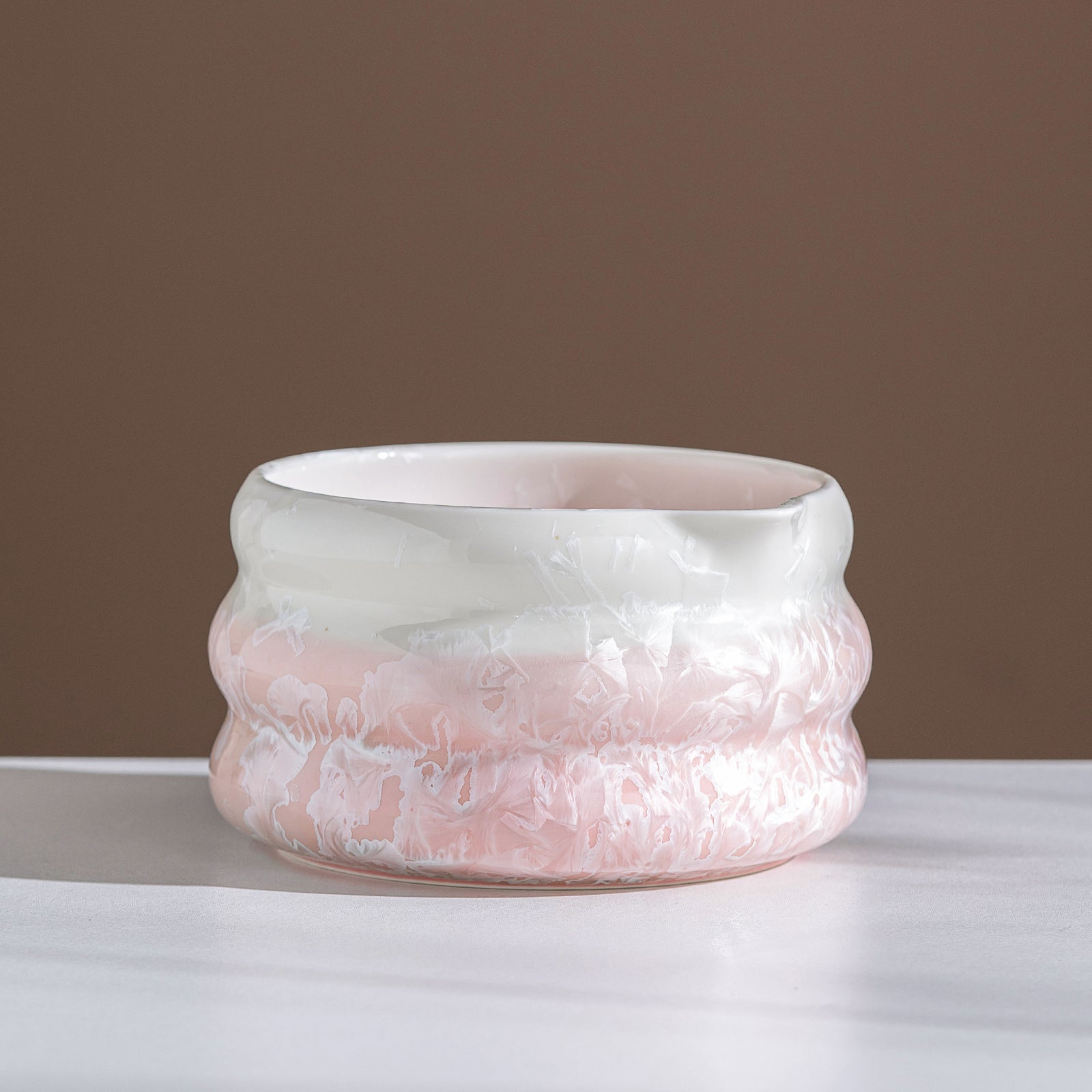 Pink Crystalline Glaze Matcha Bowl Set with Whisk Strainer