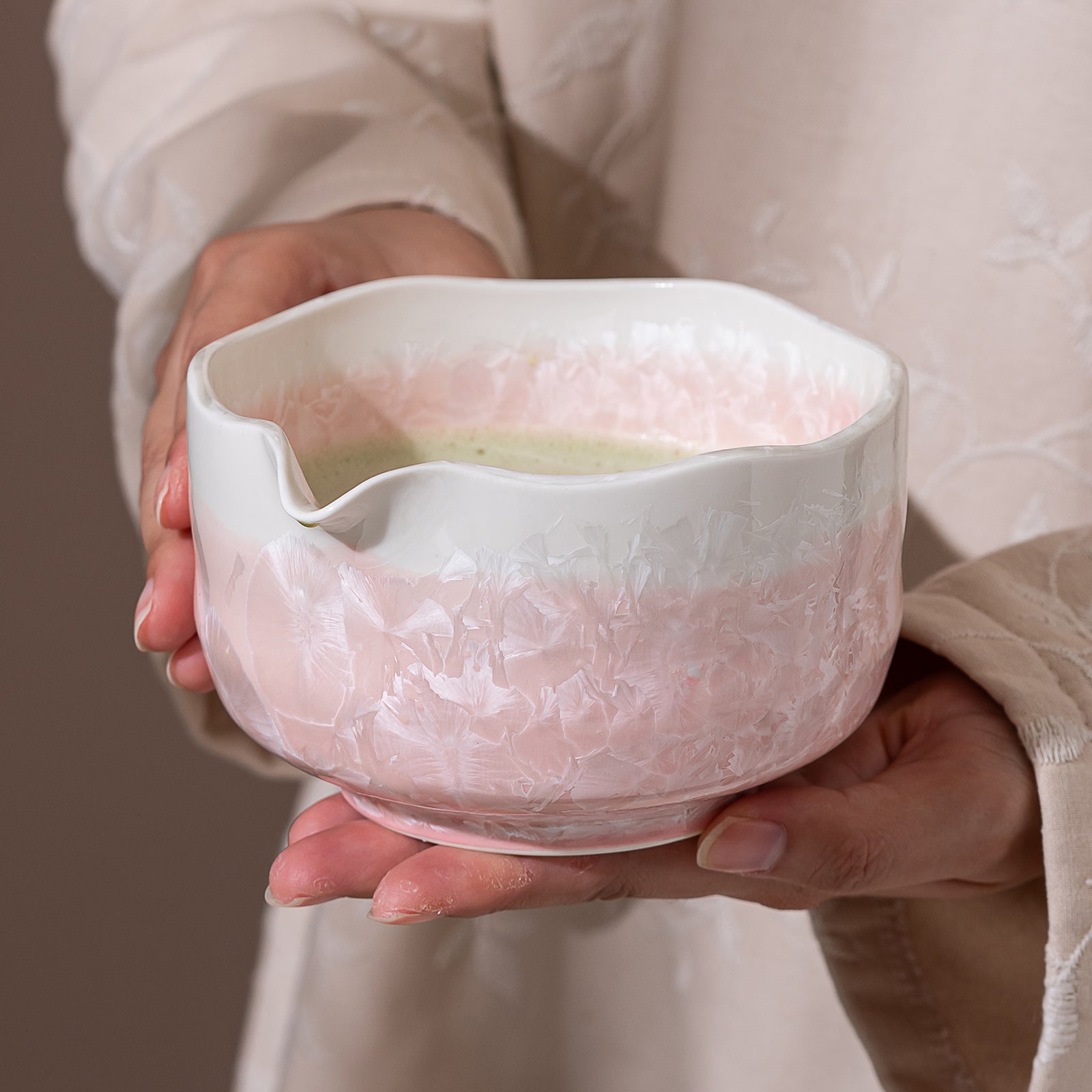 Pink Crystalline Glaze Matcha bowl Set