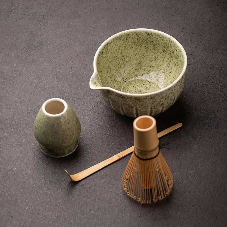 Sage green Cherry Blossoms Matcha Whisk Set