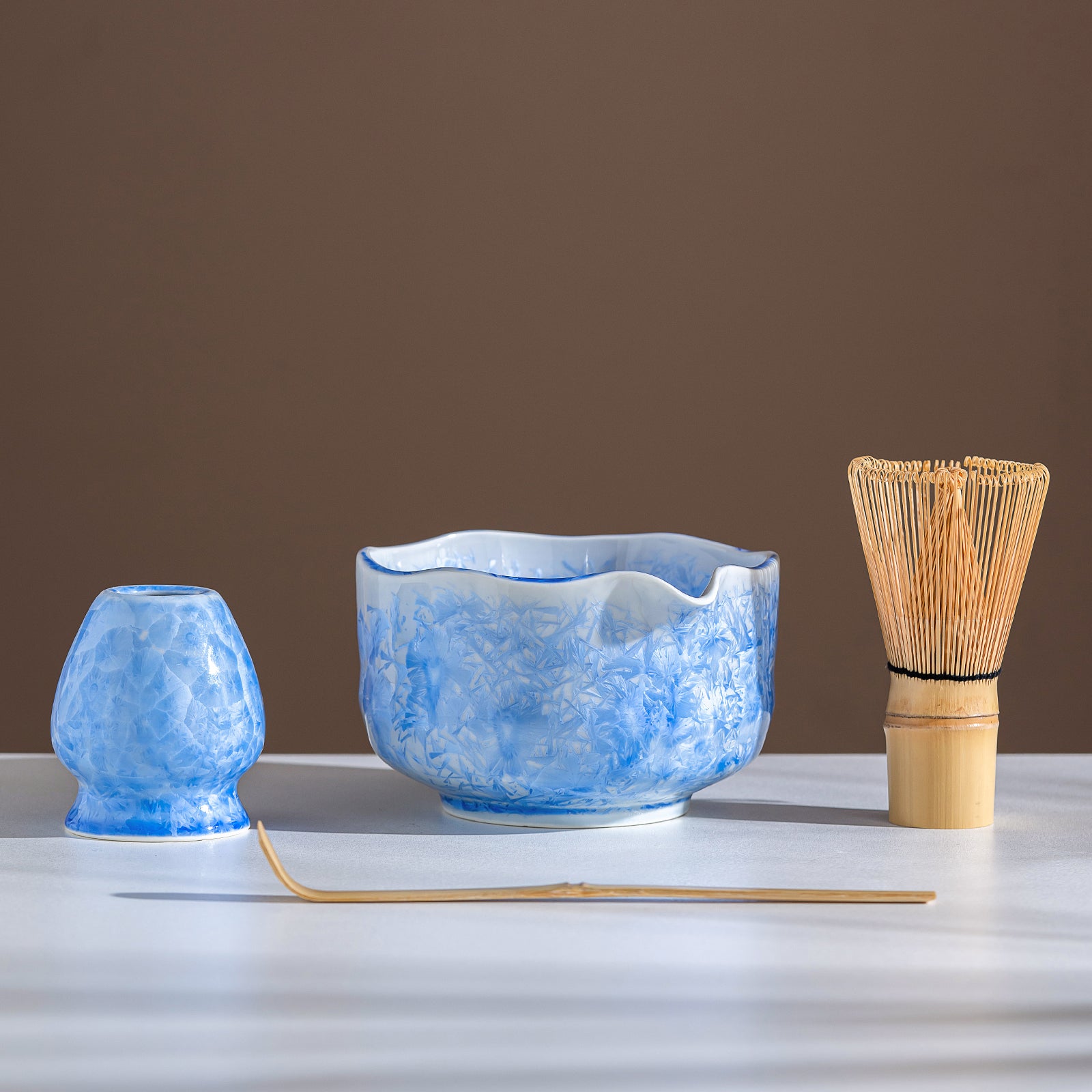Blue Crystalline Glaze Matcha bowl Set