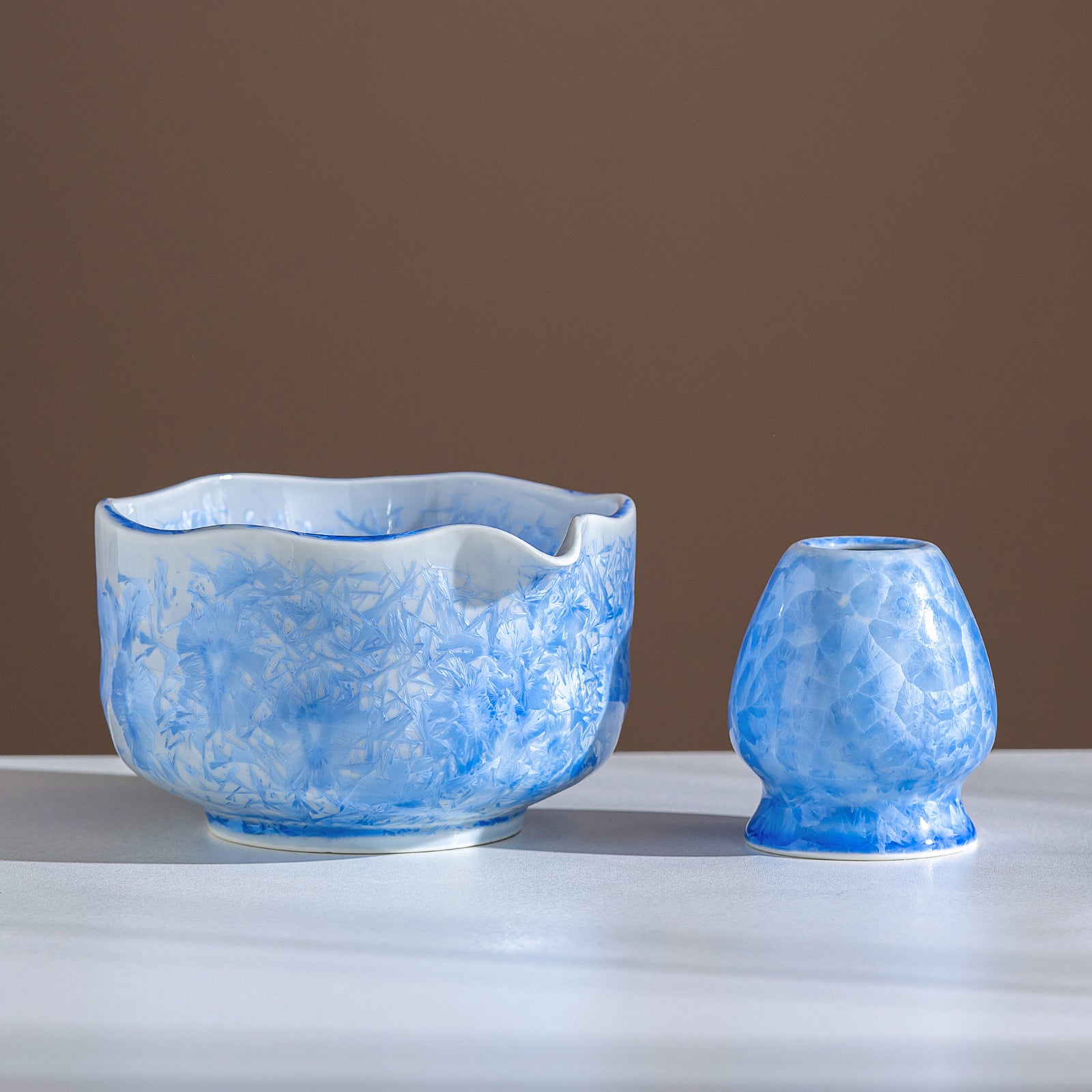 Blue Crystalline Glaze Matcha bowl Set