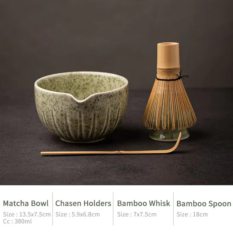 Sage green Cherry Blossoms Matcha Whisk Set