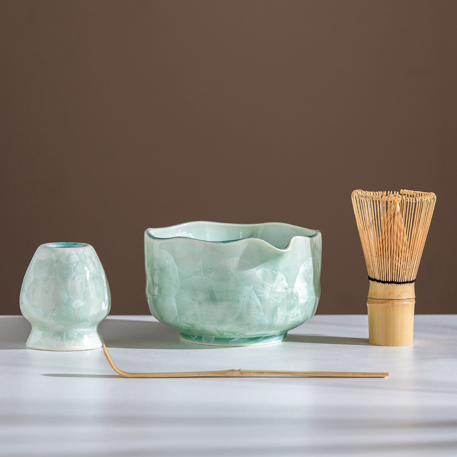 Green Crystalline Glaze Matcha bowl Set