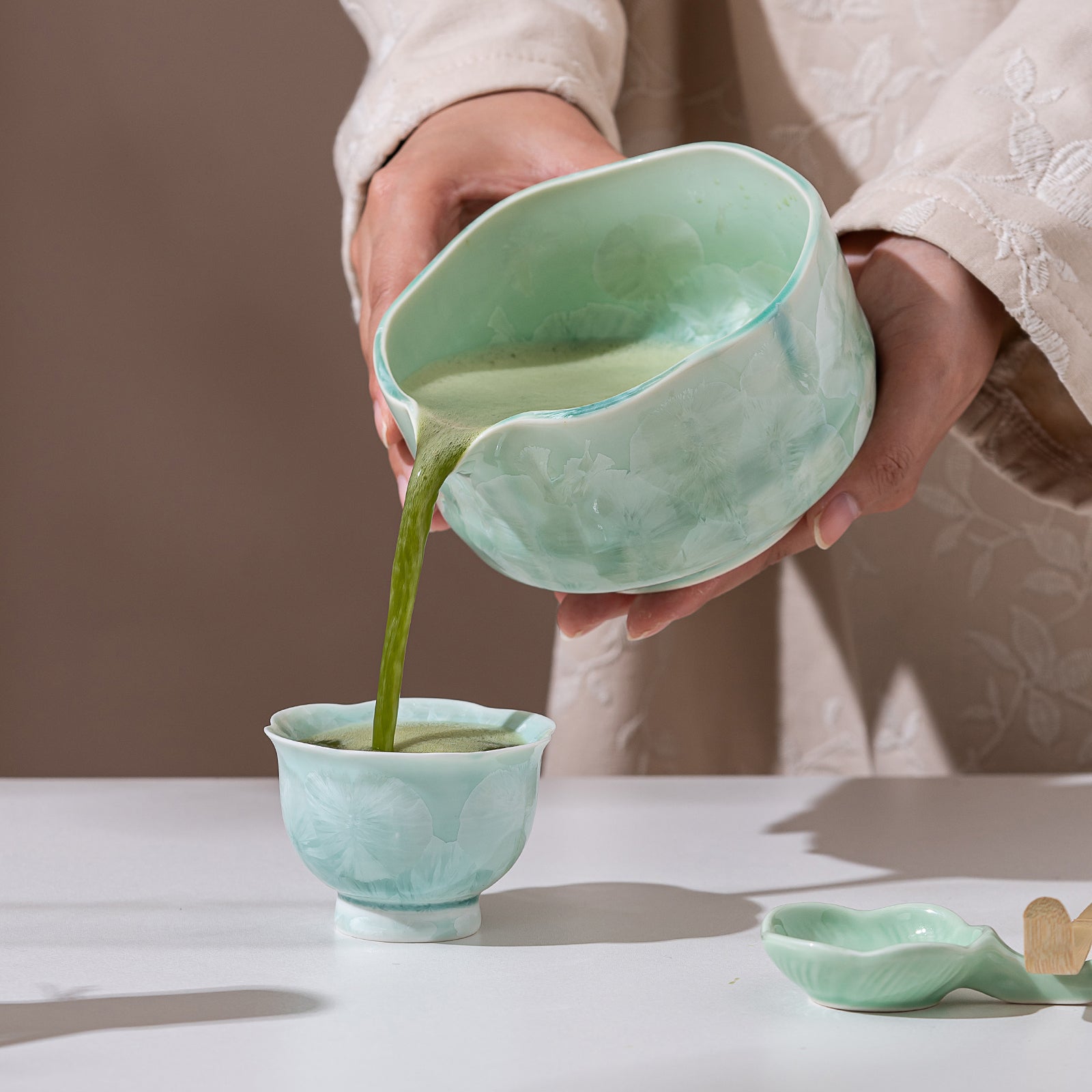 Green Crystalline Glaze Matcha bowl Set