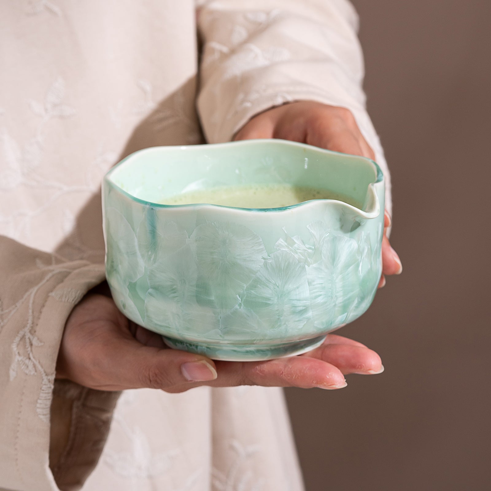 Green Crystalline Glaze Matcha bowl Set