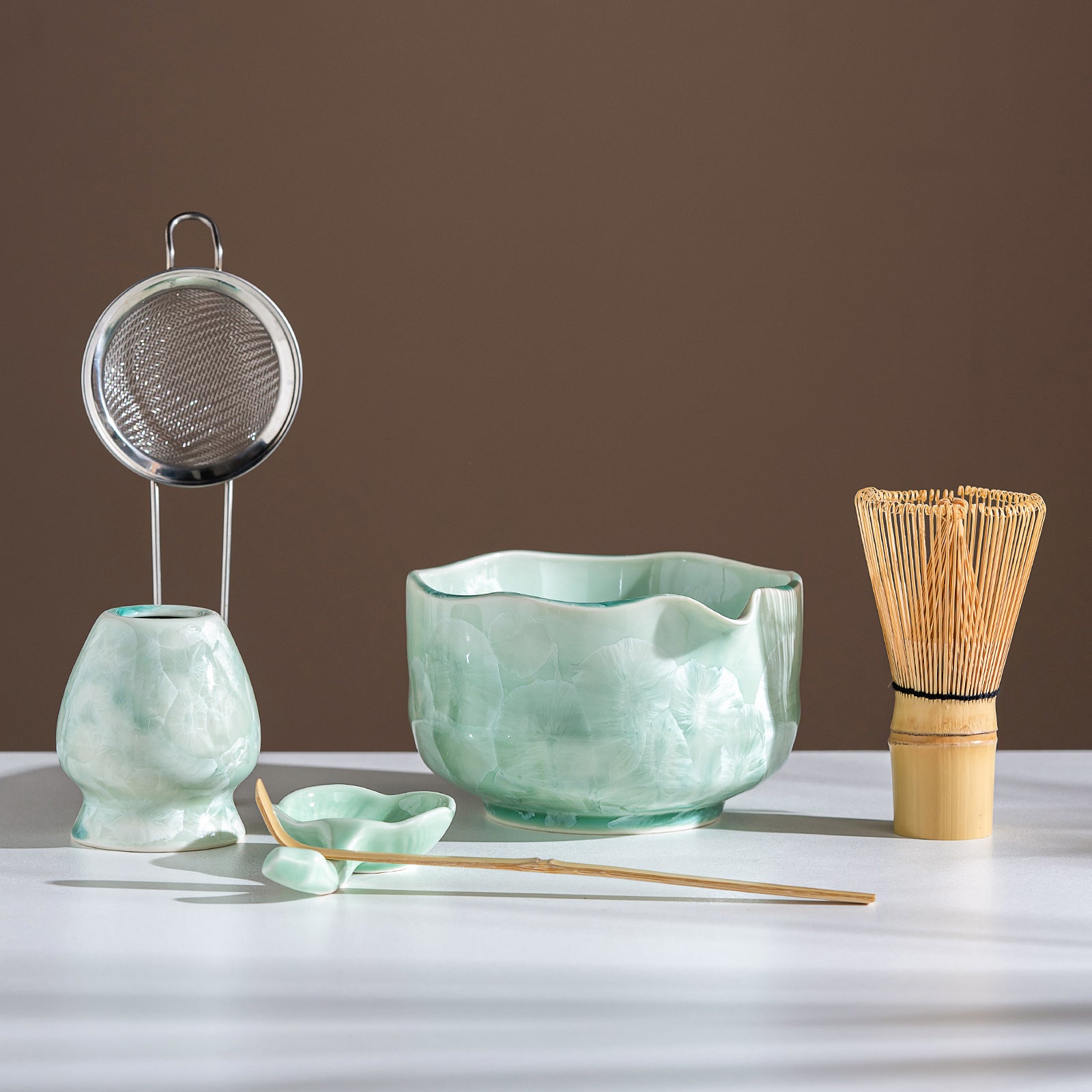 Green Crystalline Glaze Matcha bowl Set